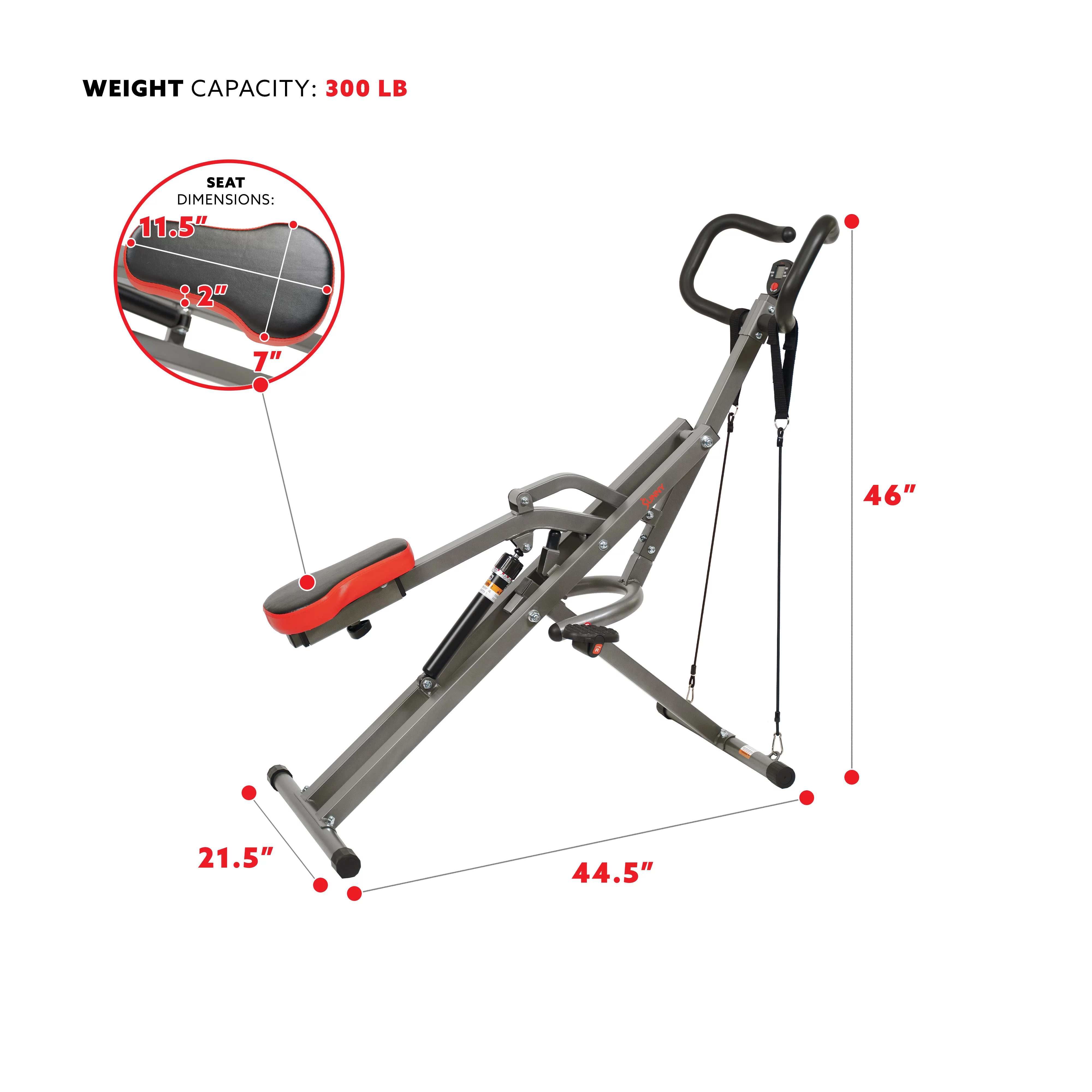 Sunny Health & Fitness Row-N-Ride PRO Squat Assist Trainer for Full Glute, Thigh, and Leg Workouts, SF-A020052