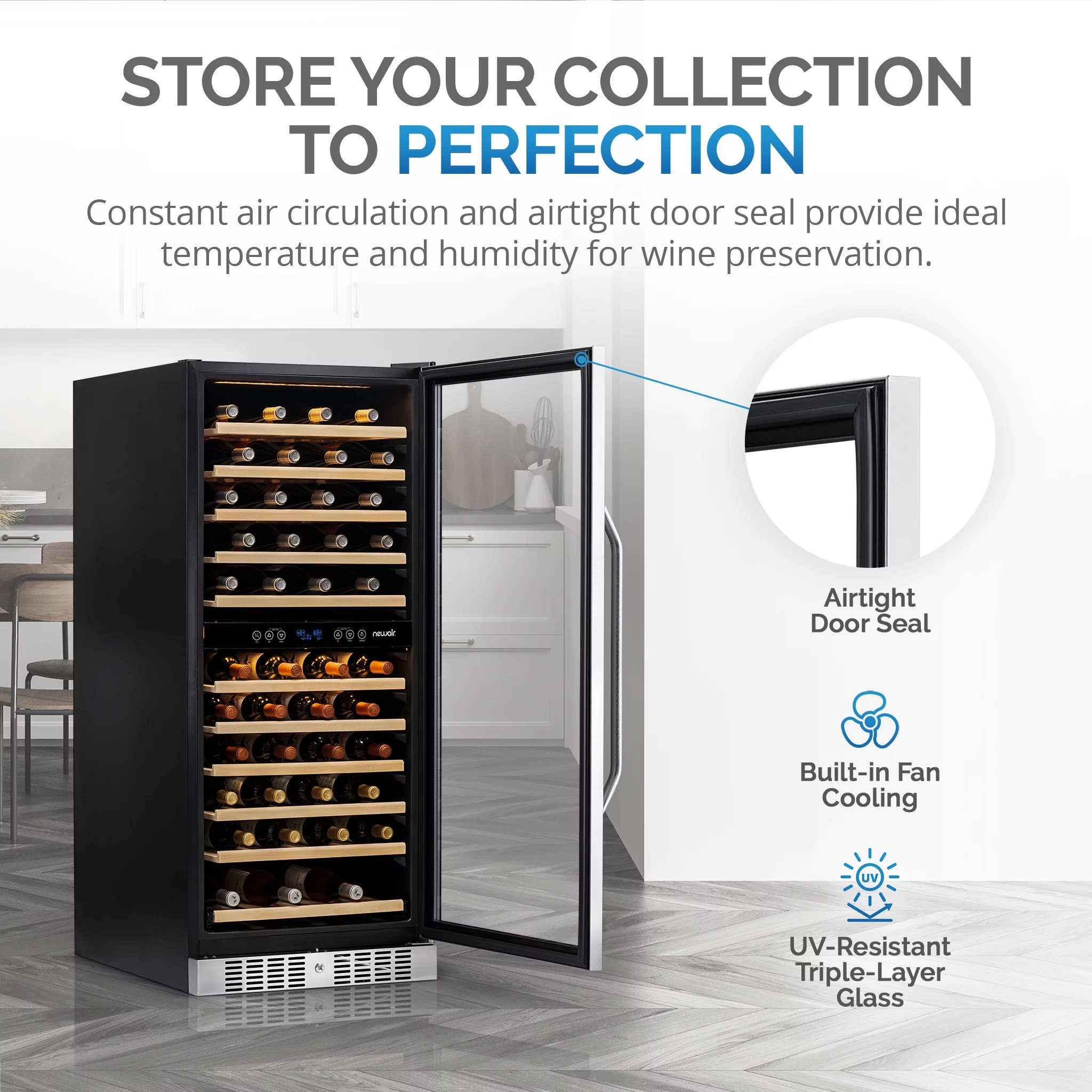 Newair 27″ Wine Fridge | Dual Zone, 116 Bottle Capacity | Stainless Steel