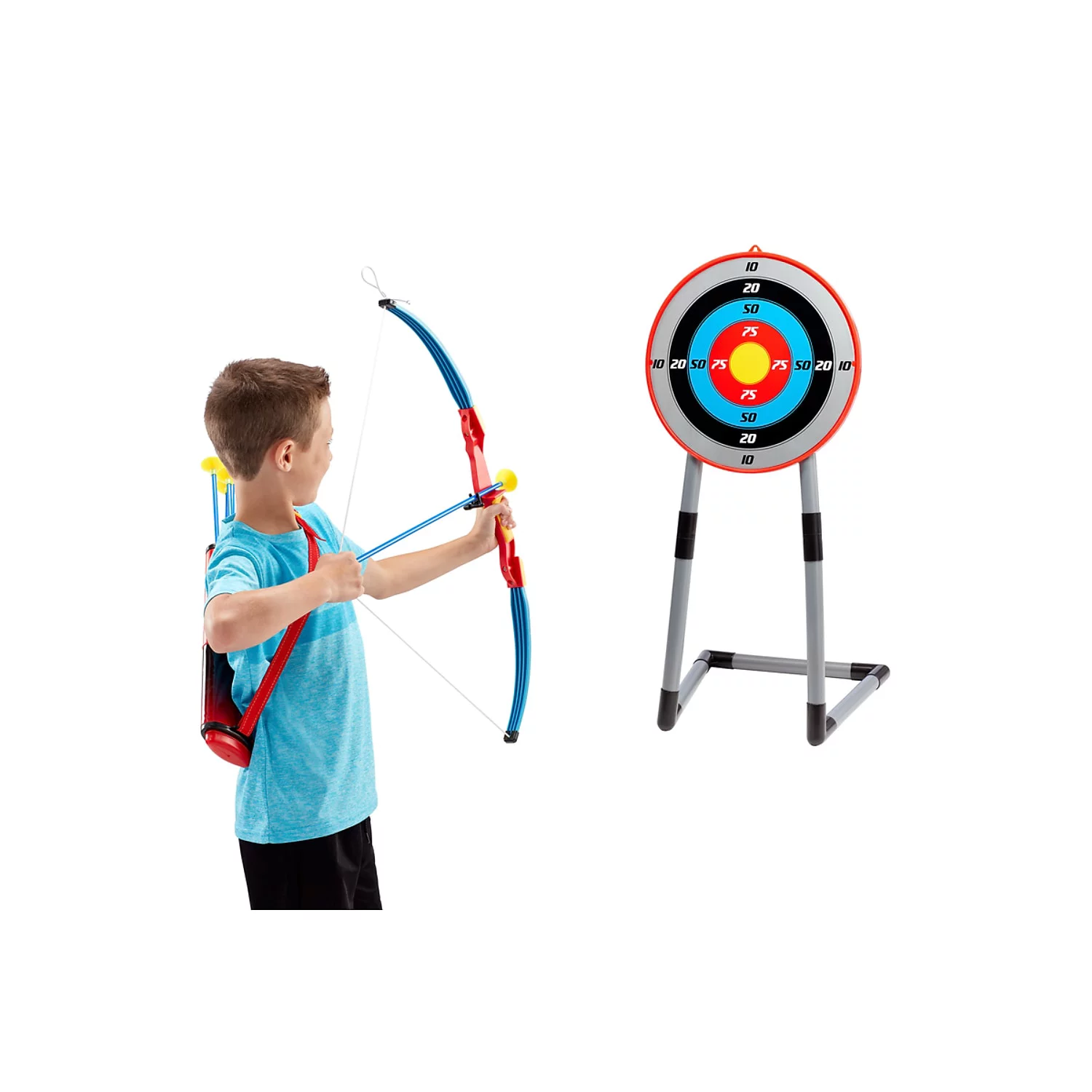 NSG Deluxe Bow & Arrow Archery Set for Kids – Toy Archery Bow with Large Freestanding Target, Suction Cup Arrows, and Quiver – Toys for Children Above 6 Years of Age