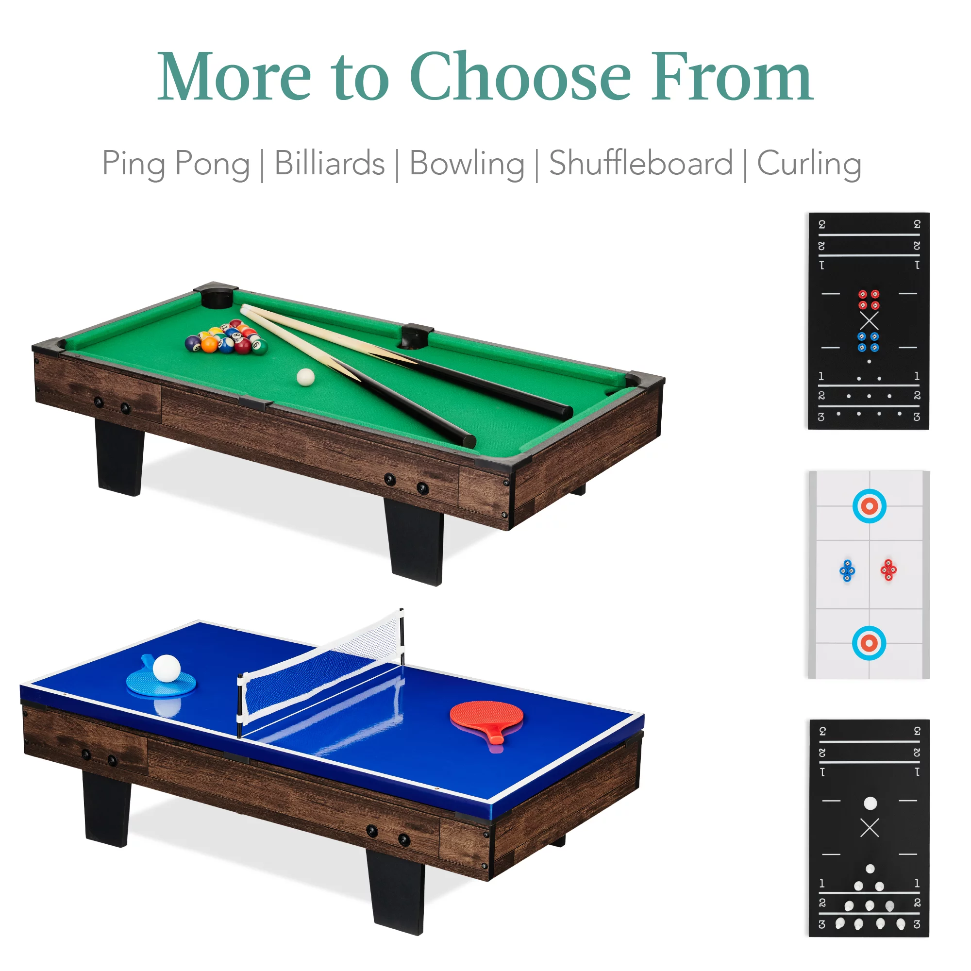 Best Choice Products 11-in-1 Kids Combo Game Set w/ Ping Pong, Foosball, Air Hockey, 5 Accessory Bags – Dark Wood