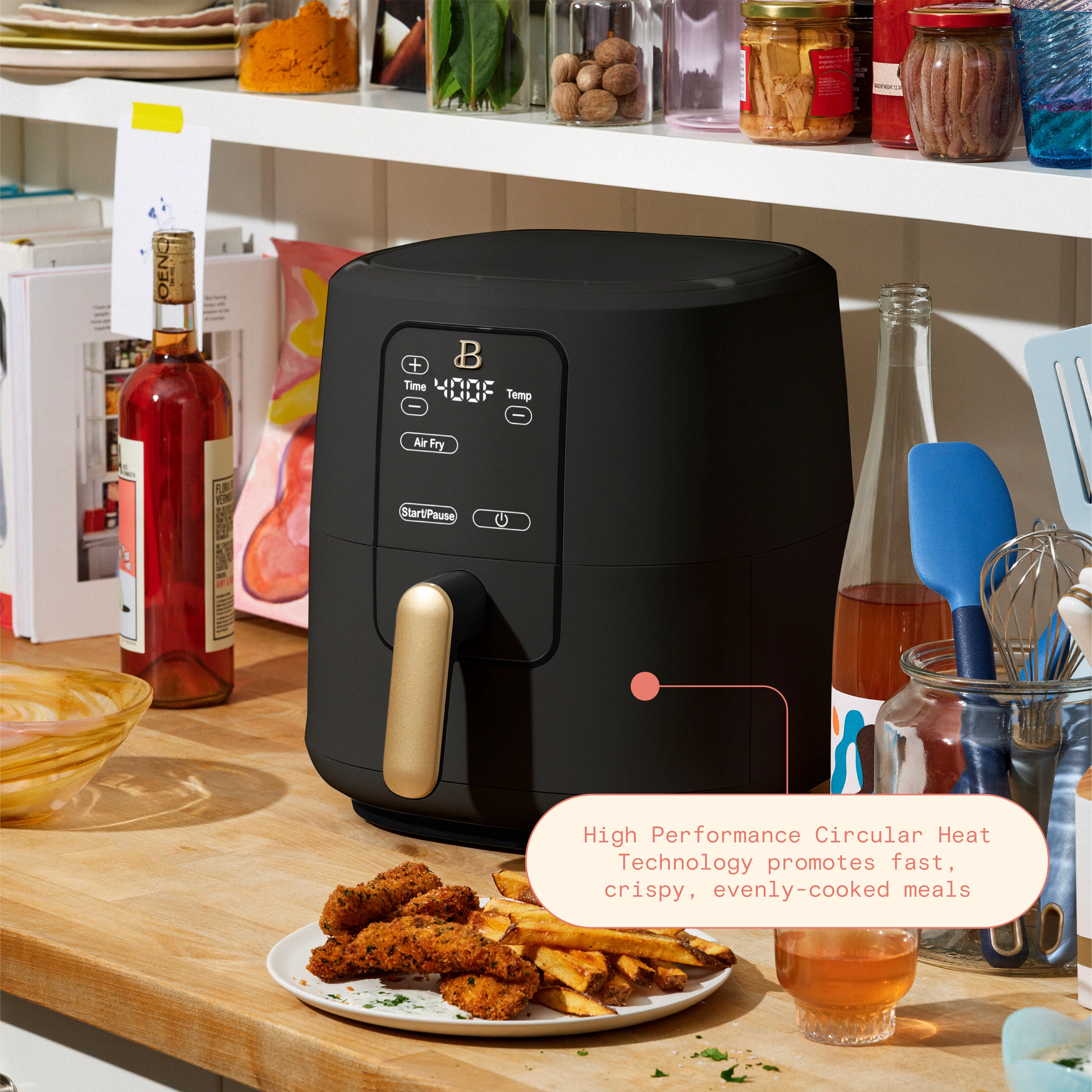 Beautiful 6 Qt Air Fryer with TurboCrisp Technology and Touch-Activated Display, White Icing by Drew Barrymore