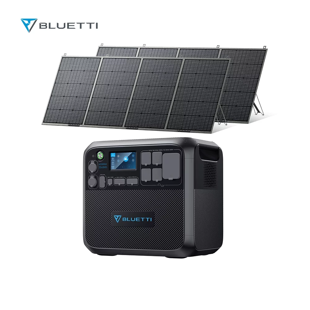 Bluetti AC200MAX Portable Power Station,2048Wh Capacity Solar Generator,W/2PCS 420W Solar Panel,2200W AC Output for Home Backup, RV Camping, Emergency