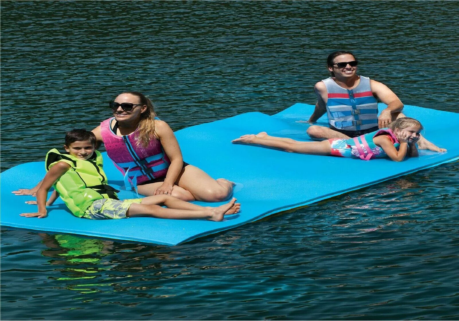 Floating Water Pad 9 x 6 Water Sports Mat Float Island Oasis Utility Mats Blue