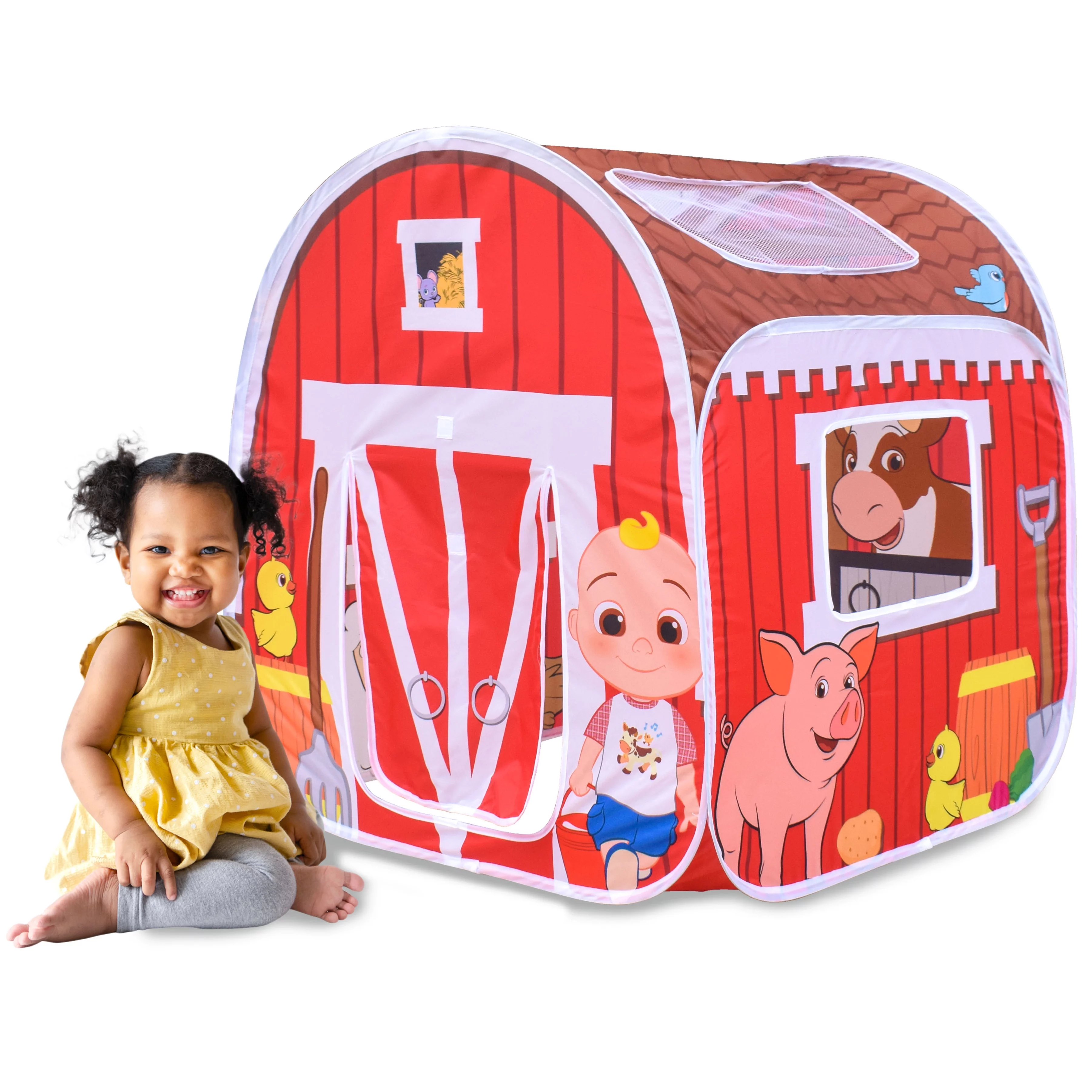 CoComelon Old MacDonald’s Musical Barn Indoor Pop Up Tent, Strong Polyester Material & Durable Stitching Children 18 + Months