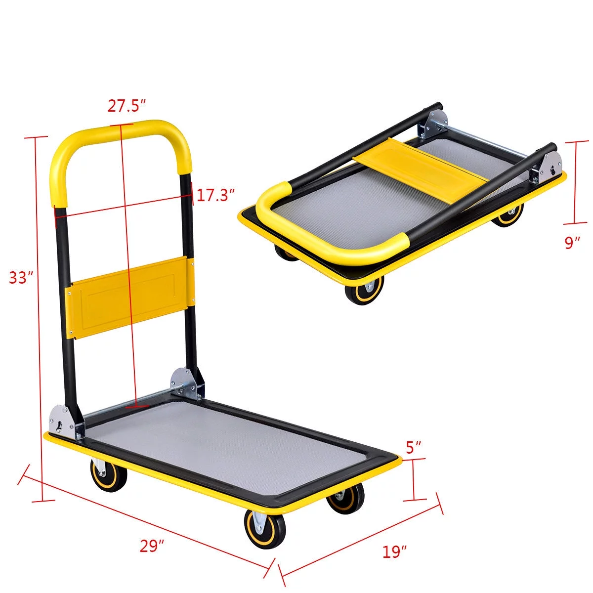 Costway 330lbs Folding Platform Cart Dolly Push Hand Truck Moving Warehouse Foldable