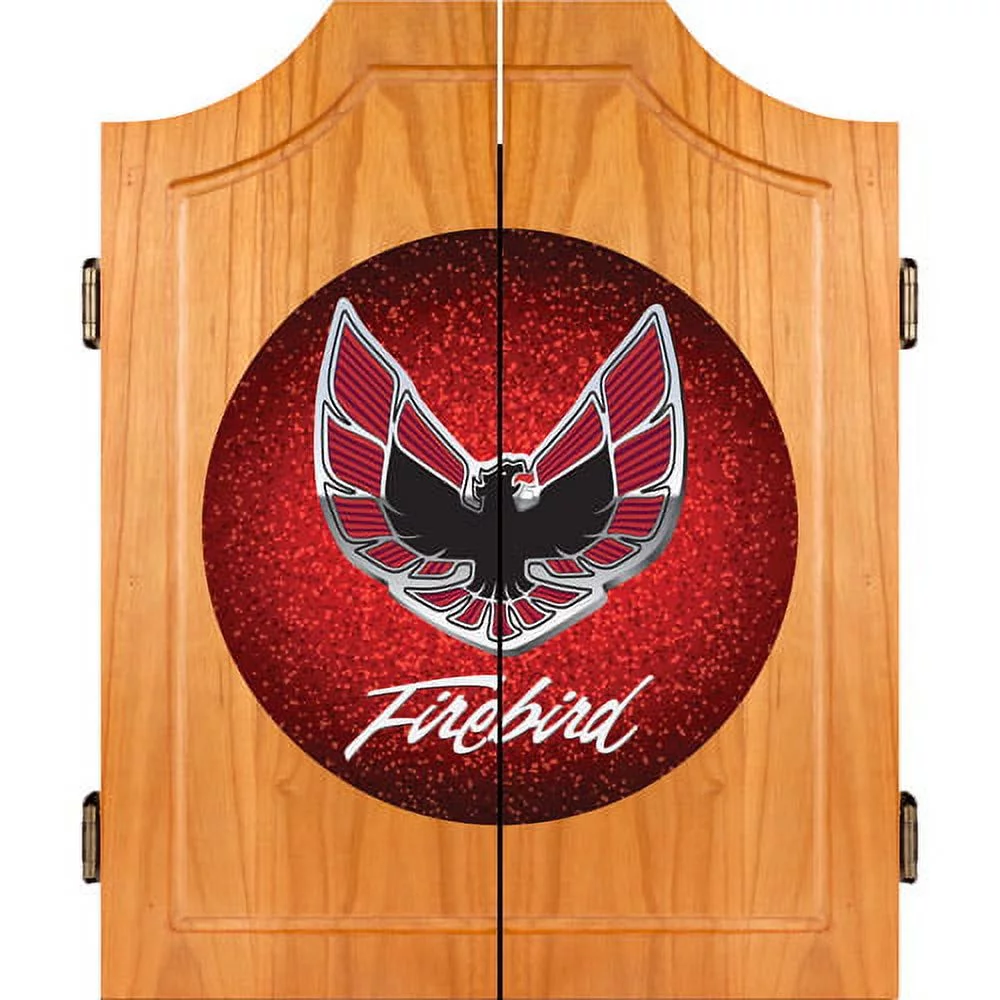 Trademark Global Pontiac Firebird Red Wood Dart Cabinet Set