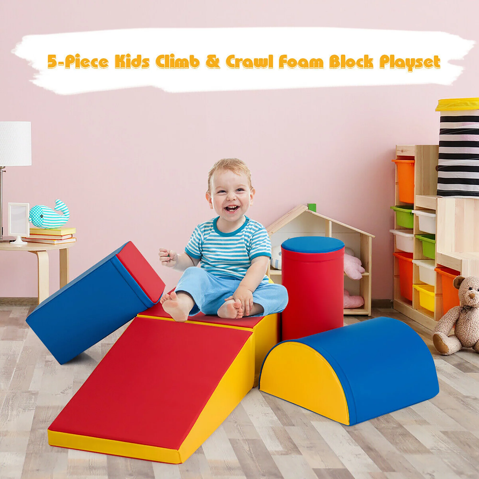 5 Piece Climb and Crawl Foam Activity Play Set,Safe Active Climbing,Lightweight Interactive Set