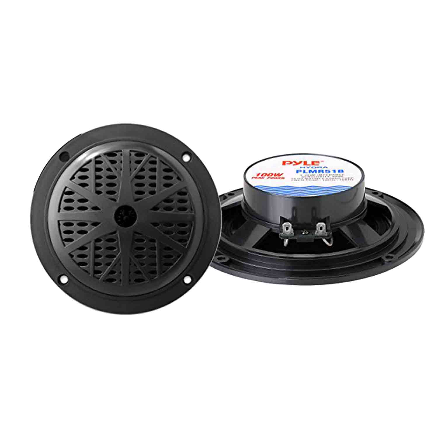 PYLE PLRMR27BTB Marine Bluetooth Receiver Stereo(Black) w/Pyle 100W 5.25” 2-Way Marine Speakers(2-Pairs), Enrock Marine Antenna & Enrock Marine 50′ 16G Speaker Wire