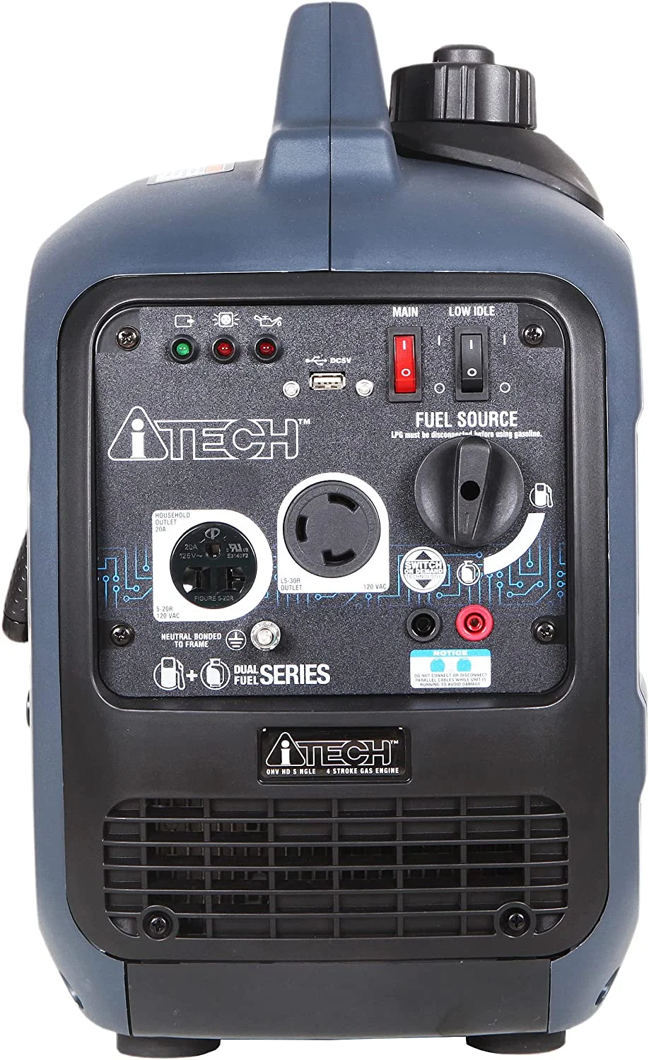 A-iTech 2000 Watt Portable Inverter Generator Dual Fuel Lightweight (AT20-220001)