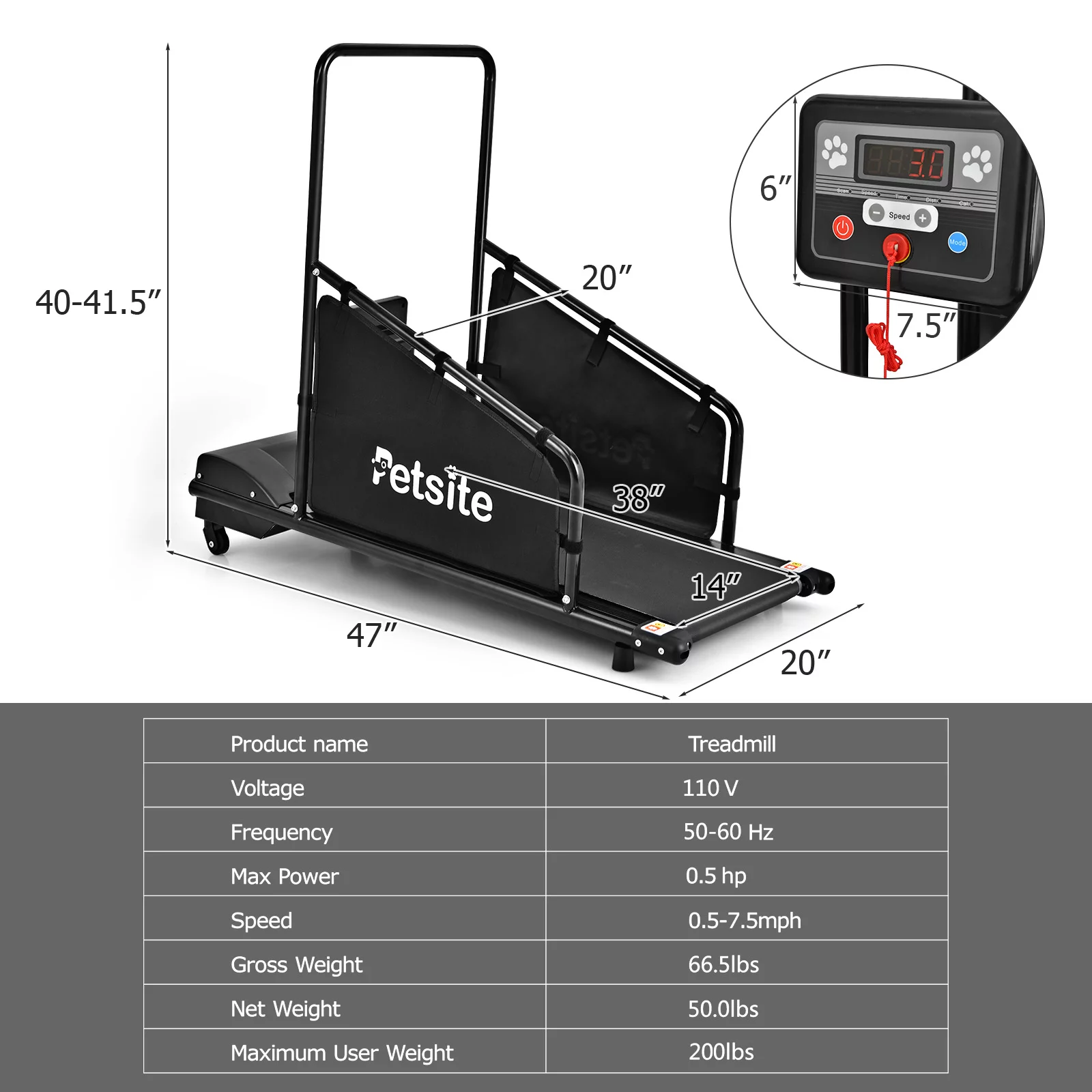 Infans Pet Treadmill Indoor Exercise For Dogs Pet Exercise Equipment w/ Remote Control