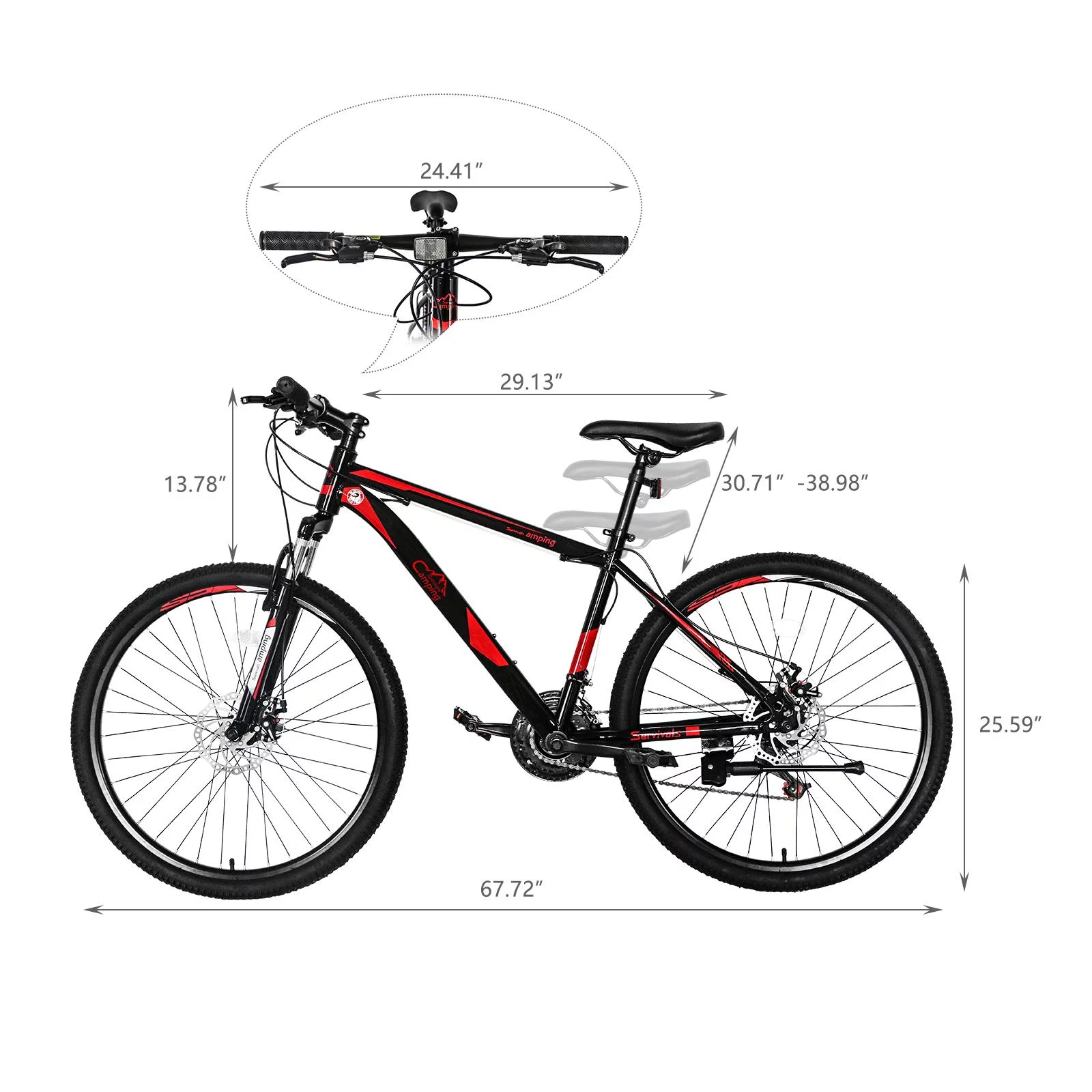 Campingsurvivals 26″ Lightweight Explorer Mountain Bike, for Men and Women Exercise Fitness, 21-Speed, Red/Black