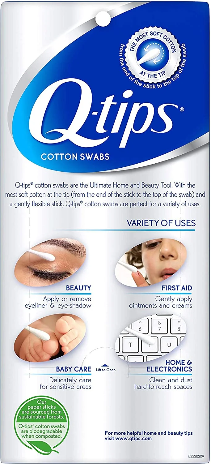 Q-tips Cotton Swabs Original for Hygiene and Beauty Care, Made with 100% Cotton 750 Count