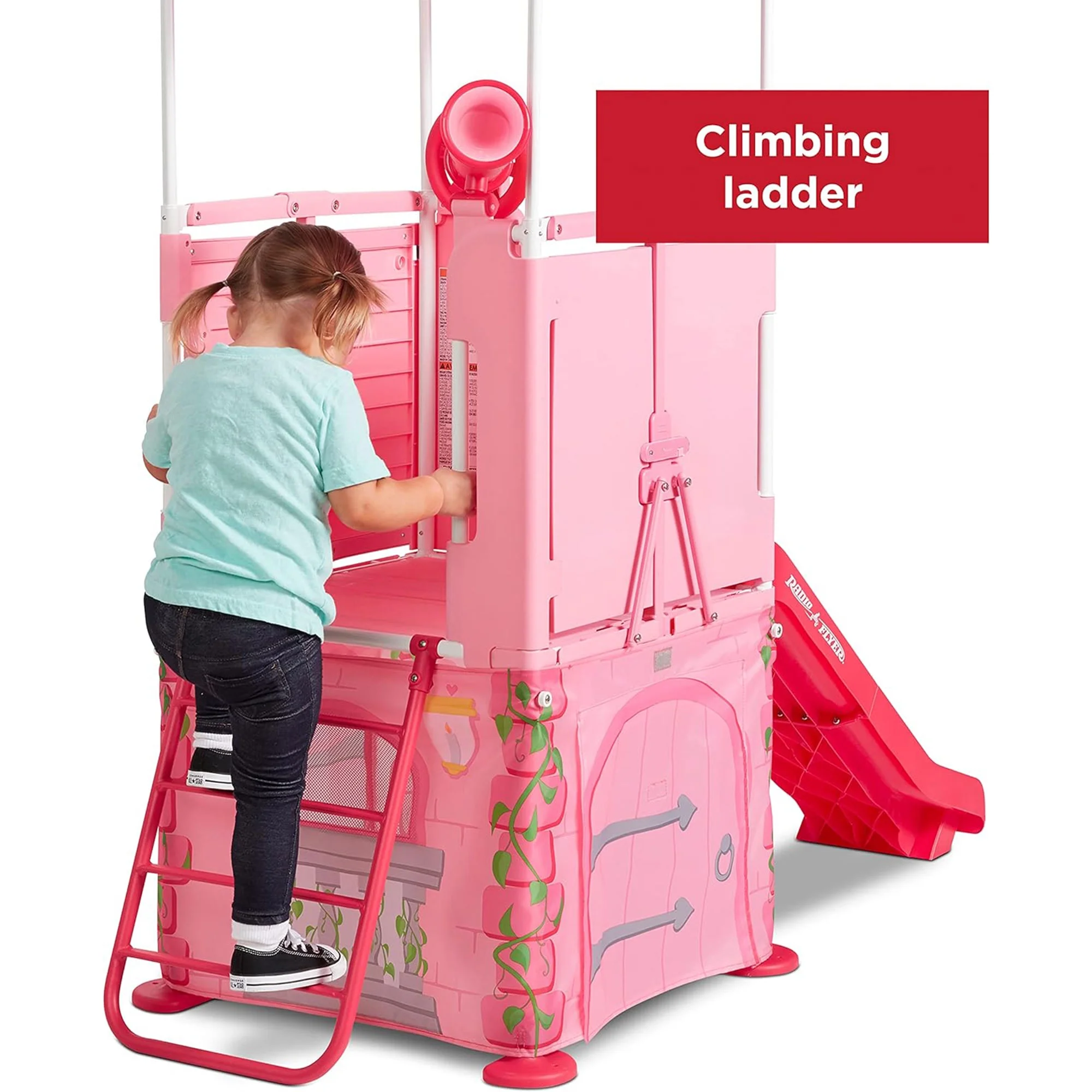 Radio Flyer Play & Fold Away Princess Castle Slide Toddler Playhouse, Pink