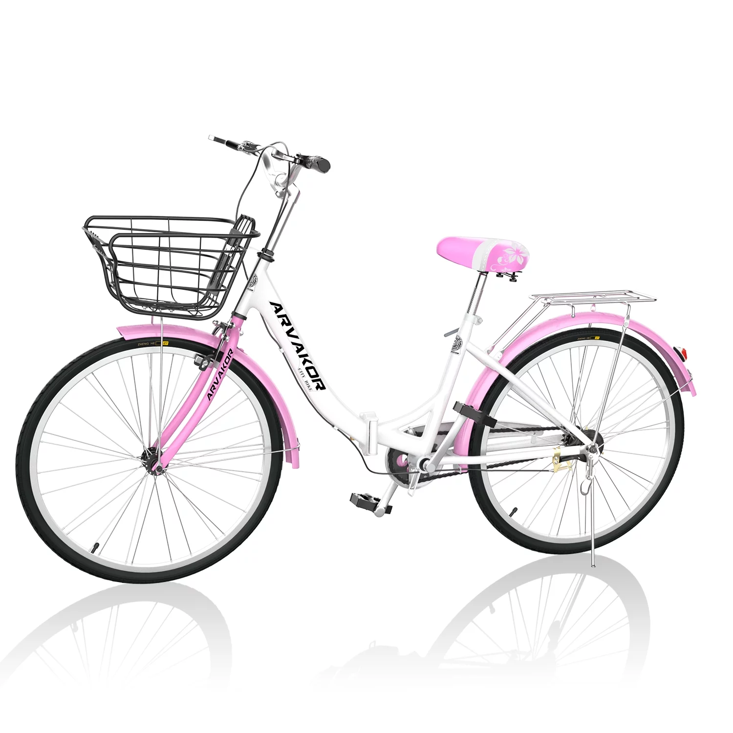 ARVAKOR 26 Inch Women Bike, Classic Bicycle Retro Bicycle, Cruiser Bike, Pink