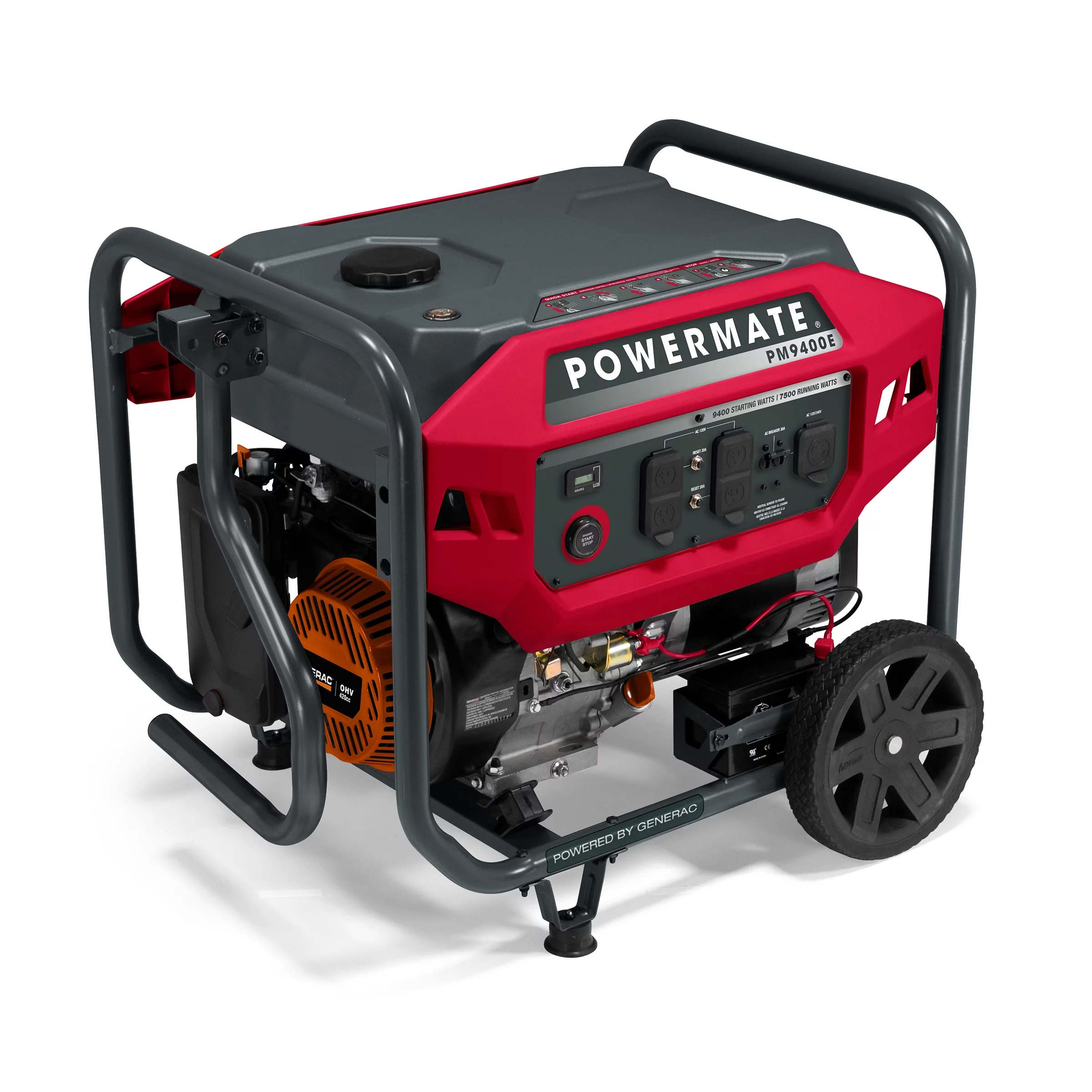 Powermate PM9400E – 9,400 Watt Electric-Start Gasoline Powered Portable Generator, 49 ST / CSA