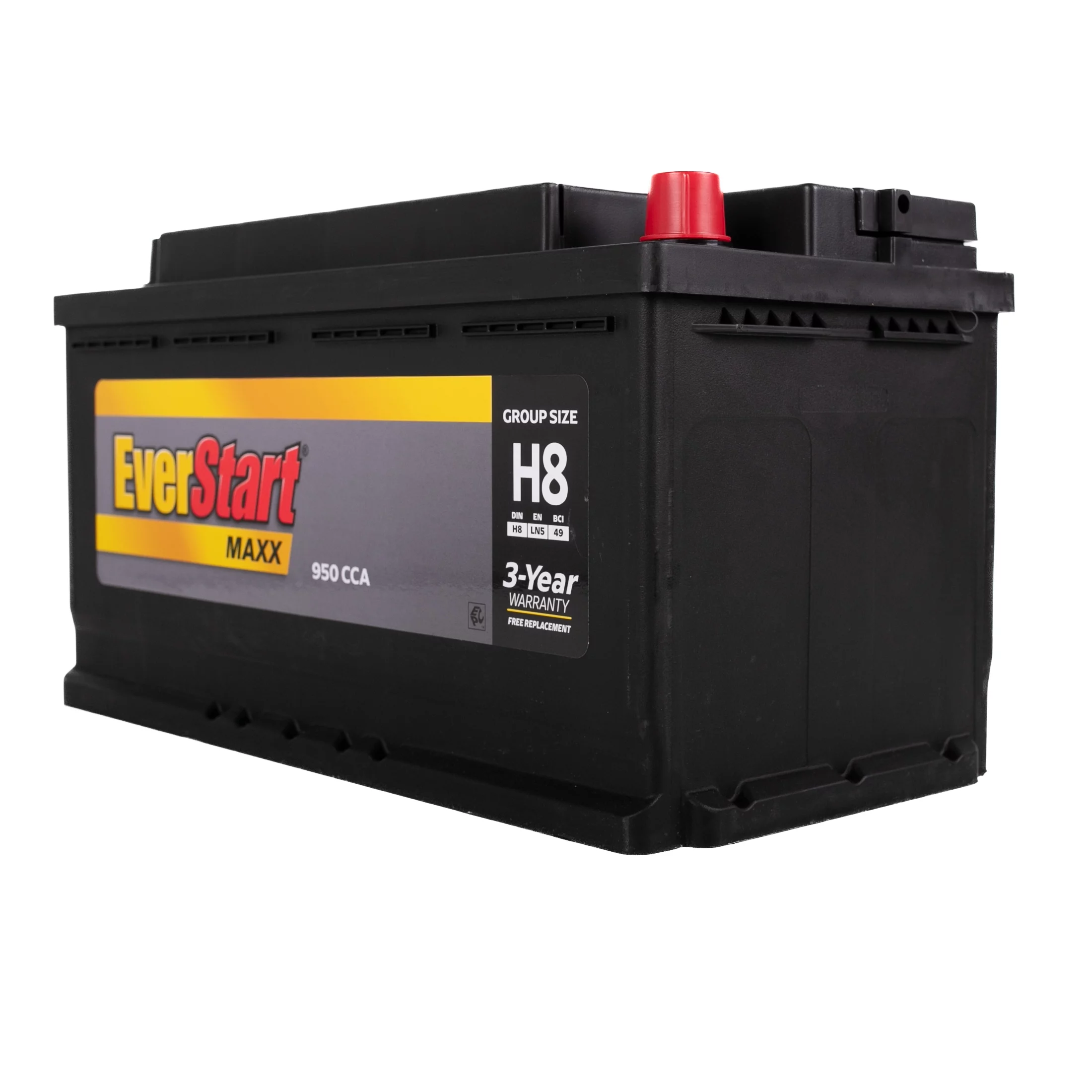 EverStart Maxx Lead Acid Automotive Battery, Group Size H8, 12 Volt, 950 CCA 185 RC