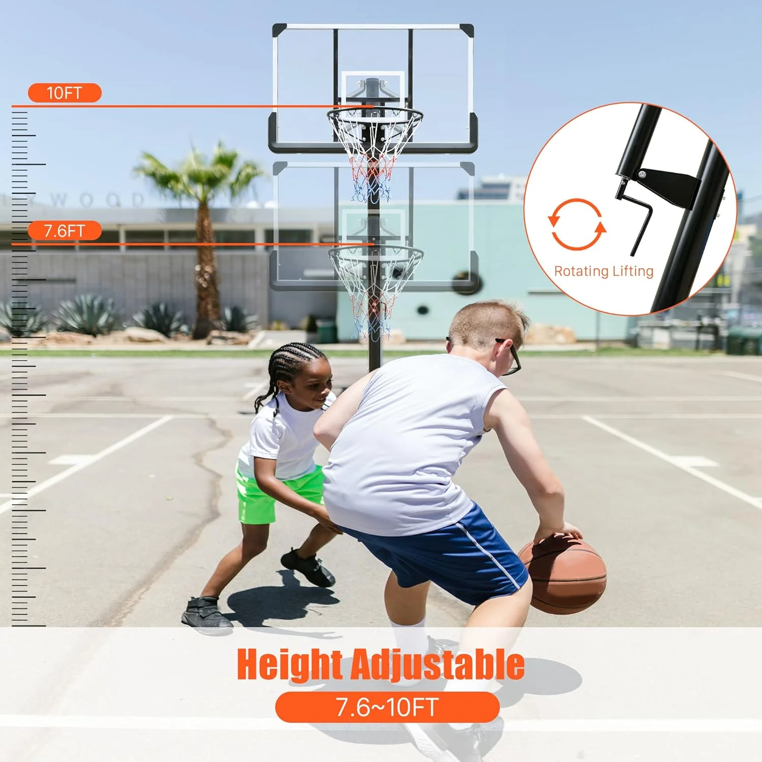 Westice Basketball Hoop, Adjustable Basketball Goal System with Height Adjustable, 28in Backboard & Wheels for Youth Adult at Indoor Outdoor