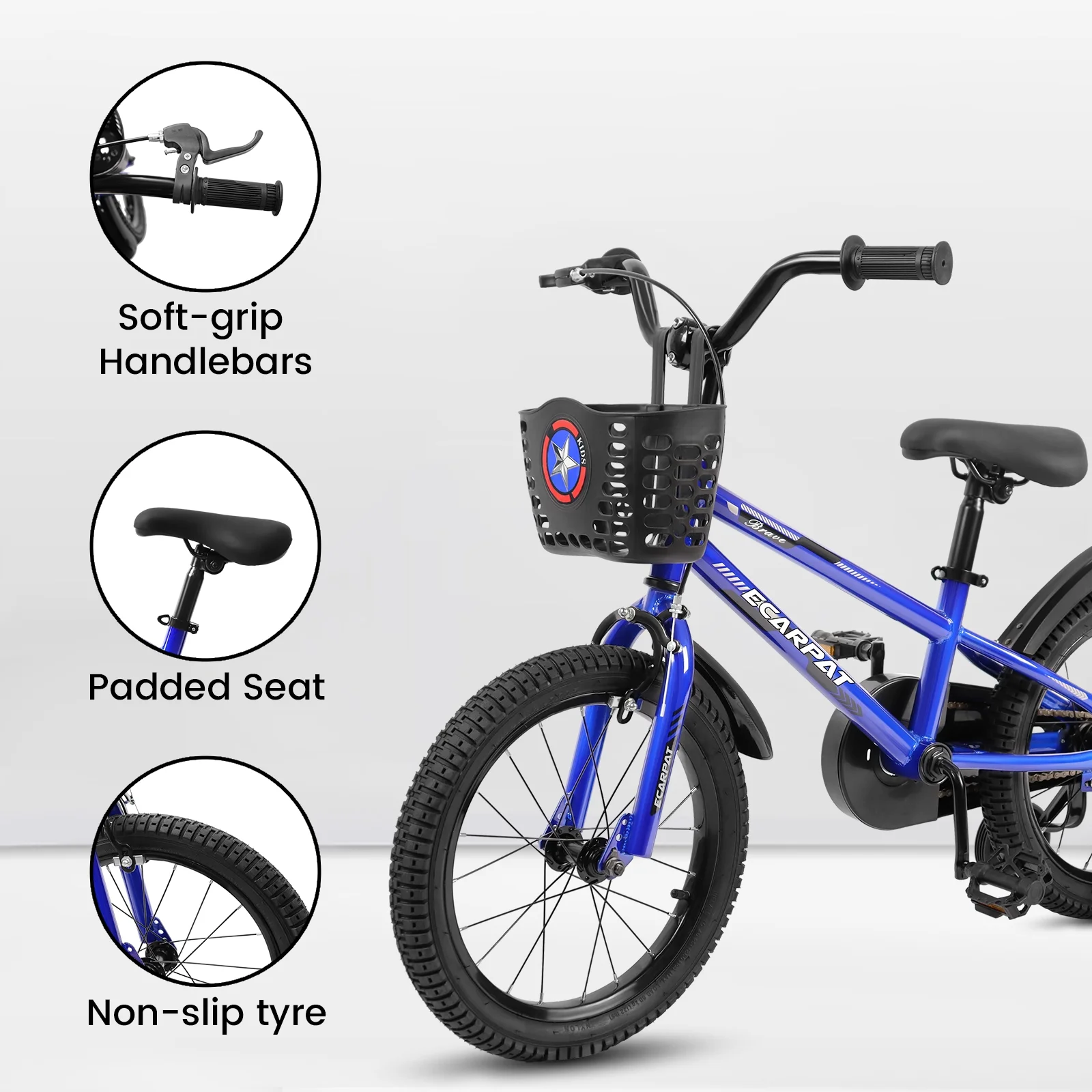 FUNAP Kids Bike with Training Wheels, Basket, Bell, fender, 16″ Kids Bike for 3-6 Years Old Toddlers and Kids, Toddler Bike for Boys Girls, Blue