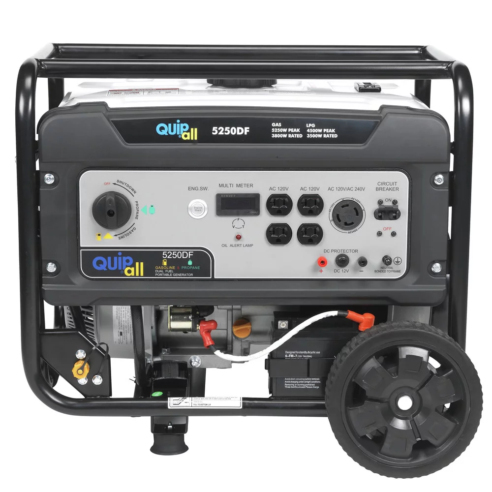 Quipall 5250DF Dual Fuel Gas Portable Generator with Electric Start