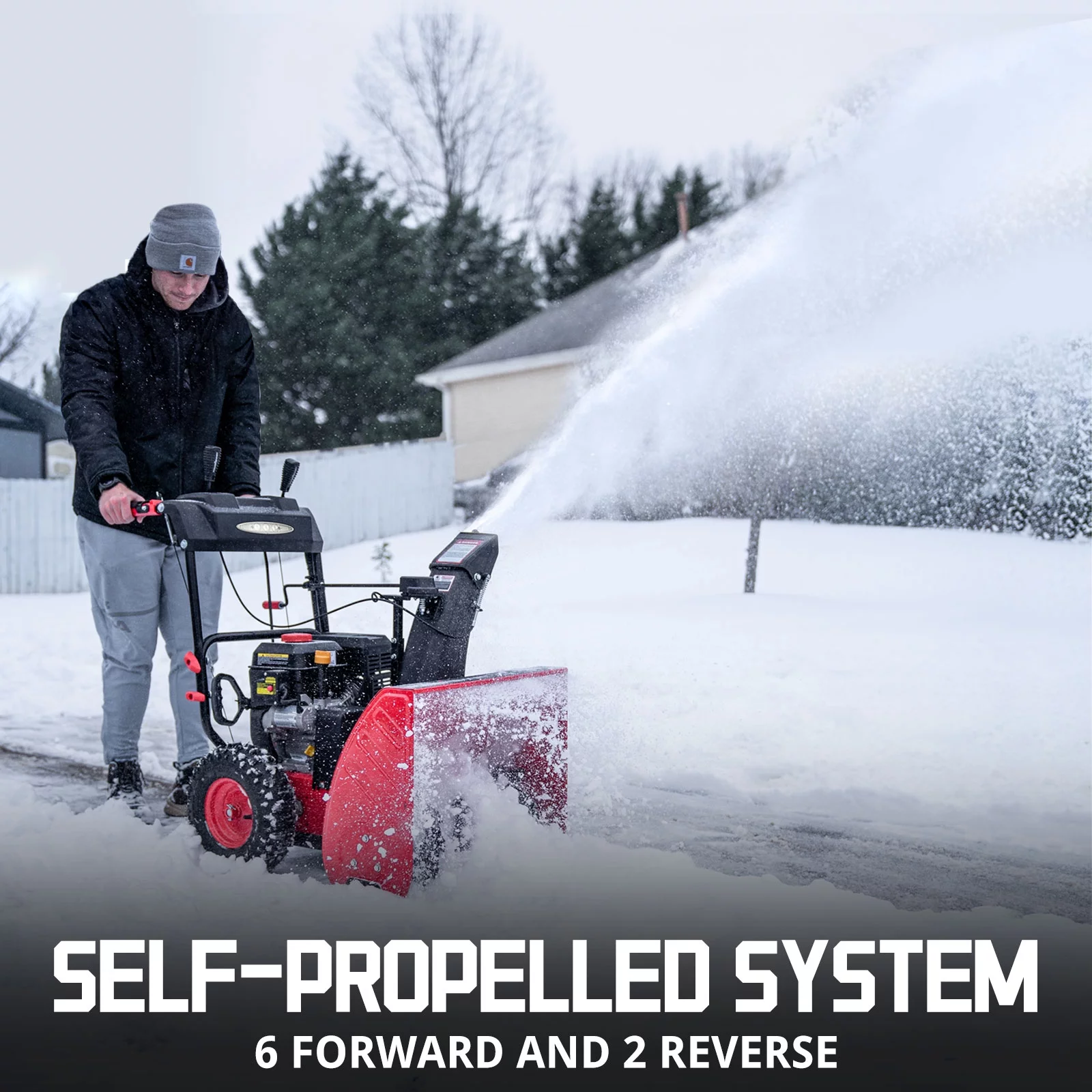 PowerSmart Gas Snow Blower: 24 in. Two-Stage, Electric Start, 212CC Self-Propelled Snow Blower with LED Headlight