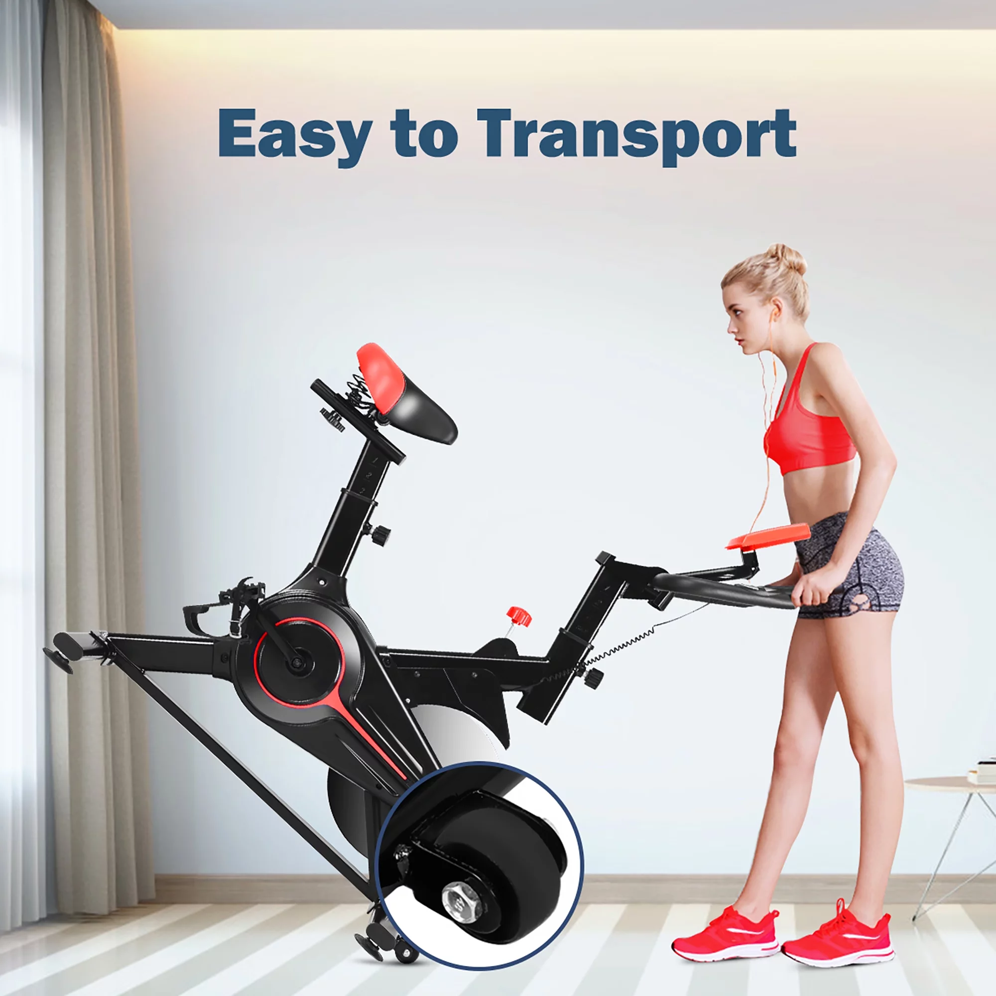 Indoor Exercise Bike Fitness Cardio W/4-way Adjustable Seat