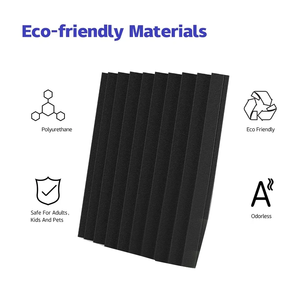 ckepdyeh 12 Pack Self-Adhesive Acoustic Panels, Sound Proof Foam Panels, High Density Soundproofing Wall Panels for Home(Black)