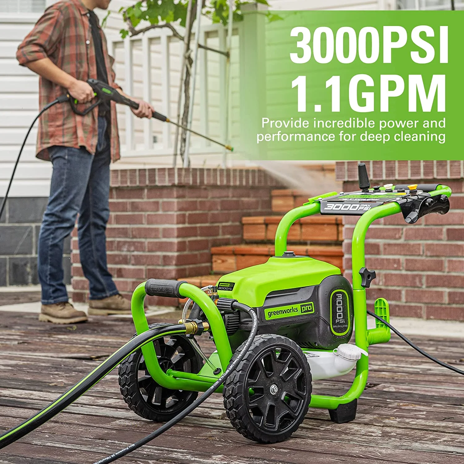 Greenworks 3000 PSI (1.1 GPM) TruBrushless Electric Pressure Washer (PWMA Certified)