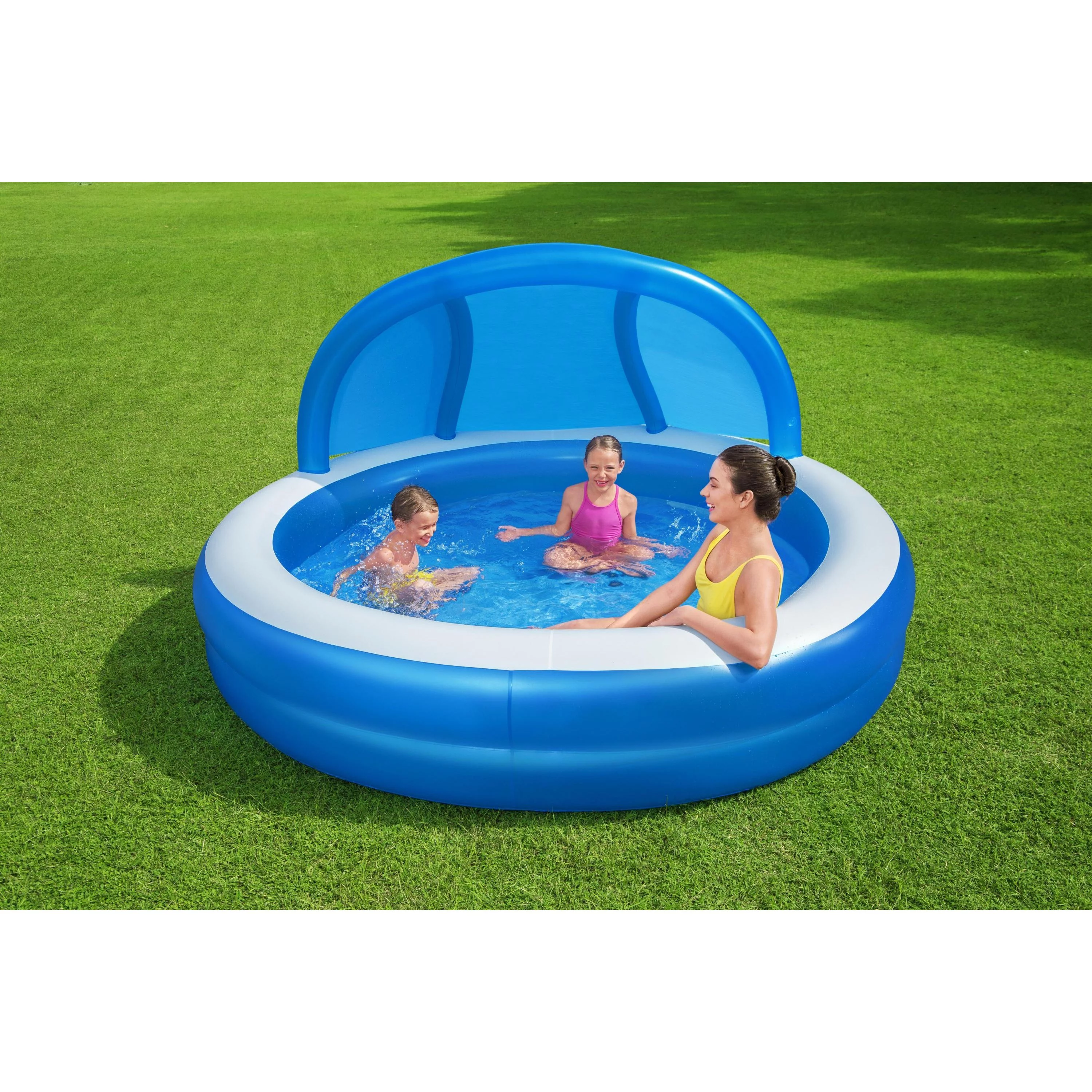 H2OGO! 7’11” x 55″ Summer Days Inflatable Round Kiddie Pool with UV Careful Sunshade