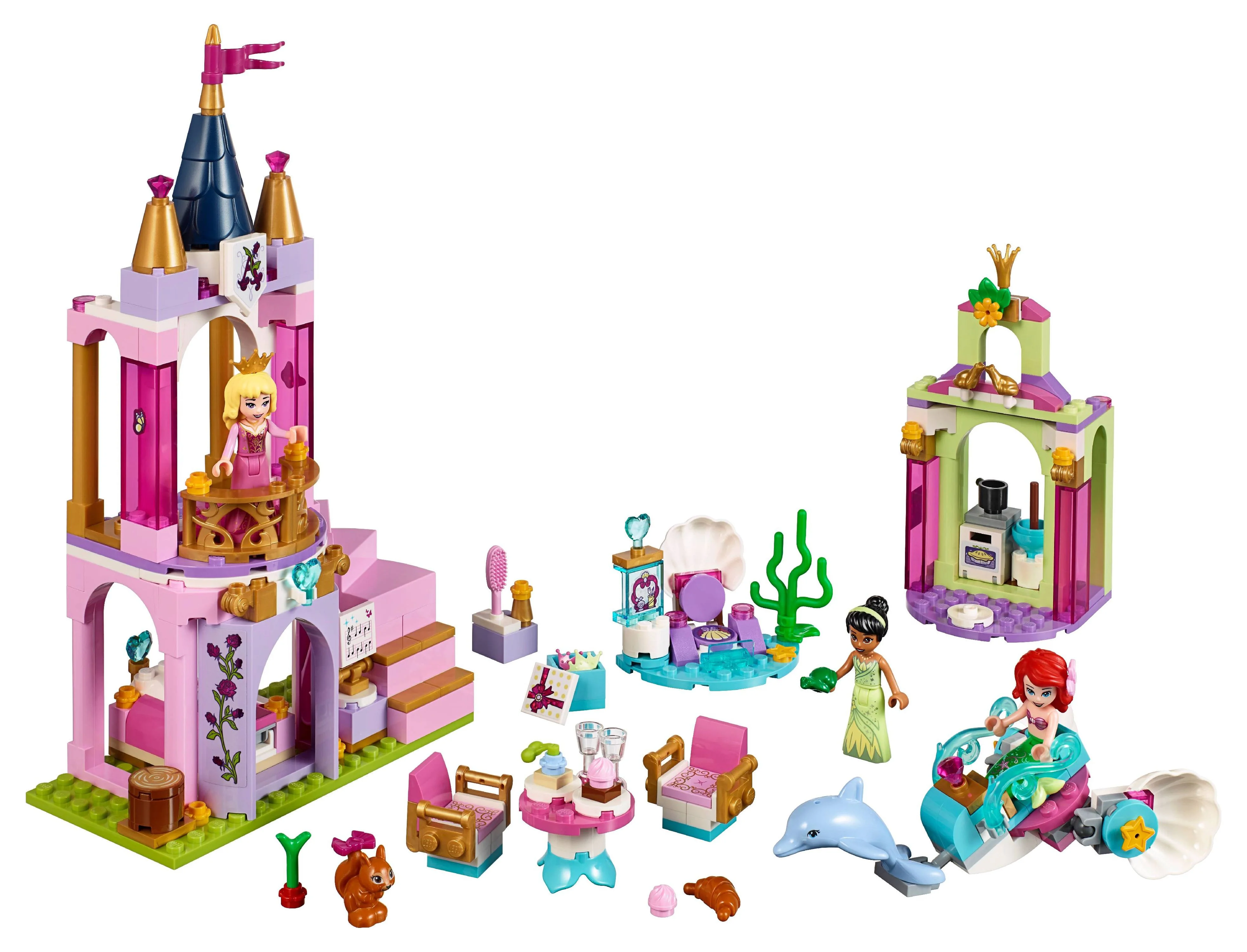 LEGO Disney Princess Ariel, Aurora, and Tiana’s Royal Celebration 41162 Princess Castle Building Set