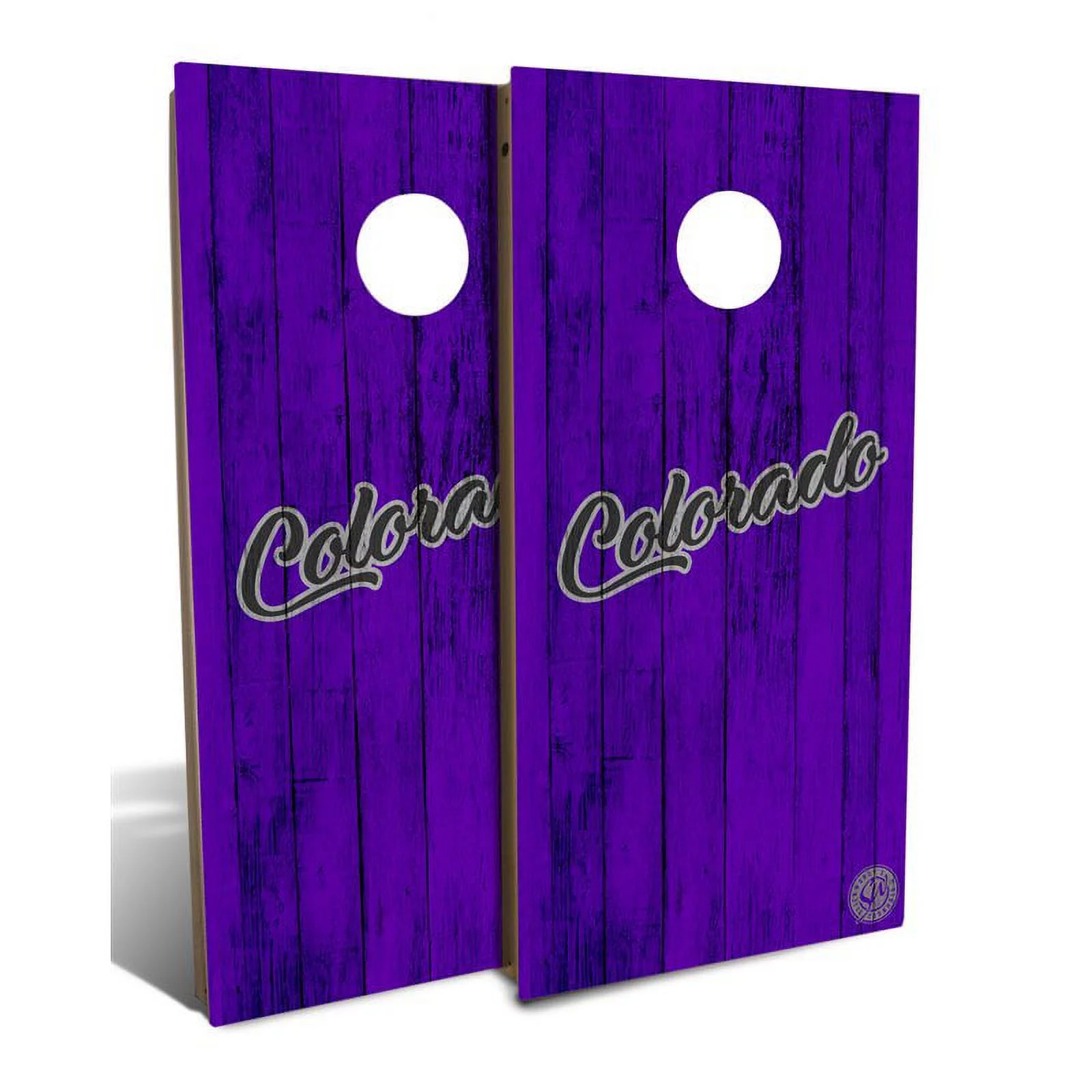 Slick Woody’s Backyard Colorado Baseball Cornhole Board Set in Purple (8 Bags)