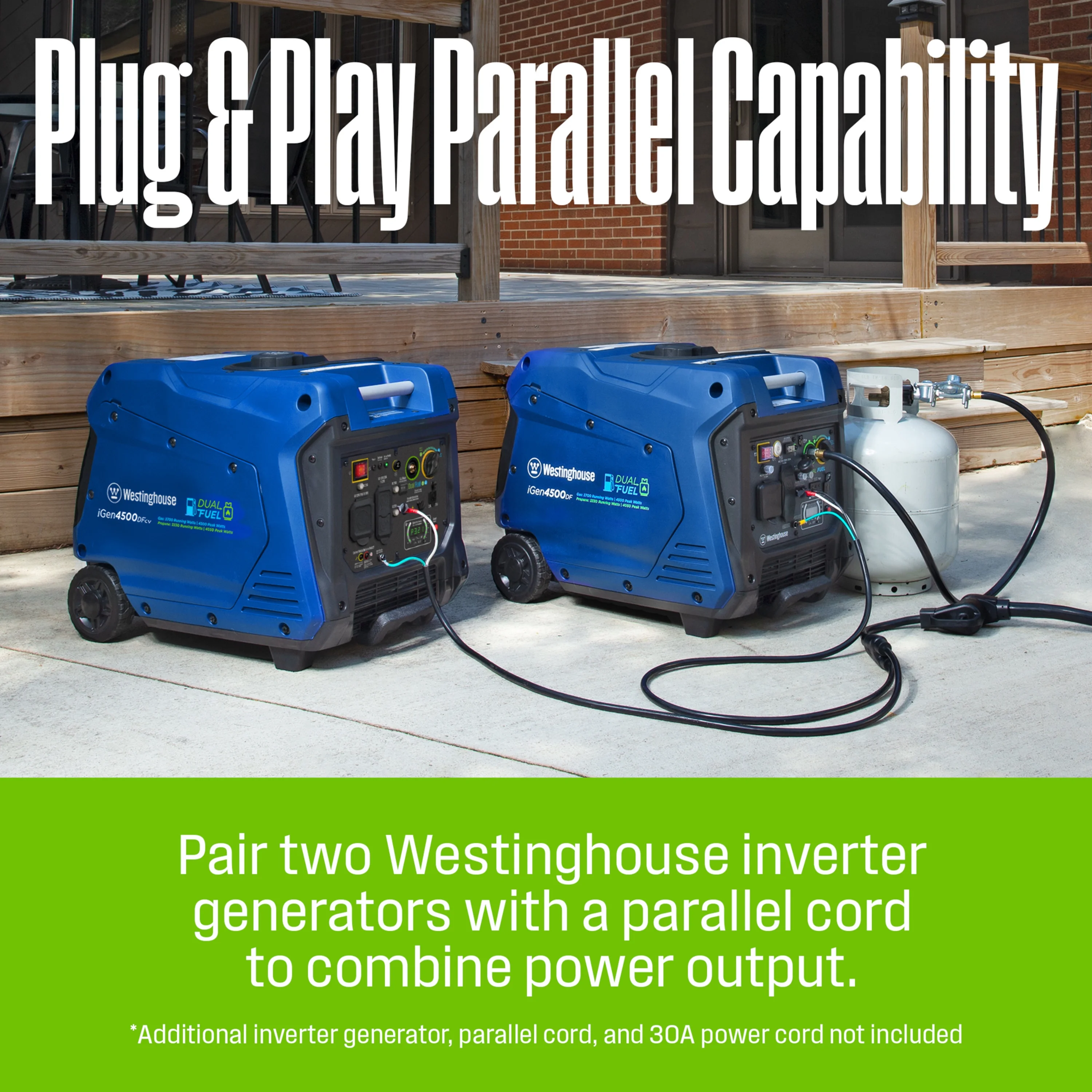 Westinghouse 5000 Peak Watt Dual Fuel Portable Inverter Generator, RV Ready with CO Sensor