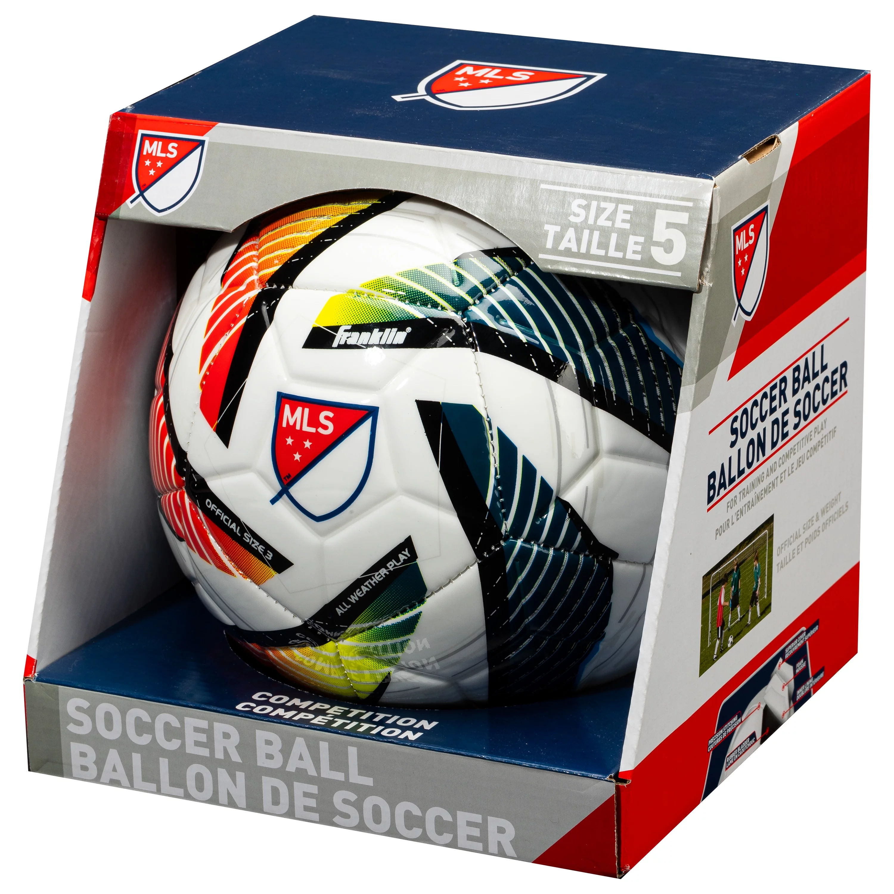 Franklin Sports MLS Tornado Soccer Ball – Size 5 – Multi Color