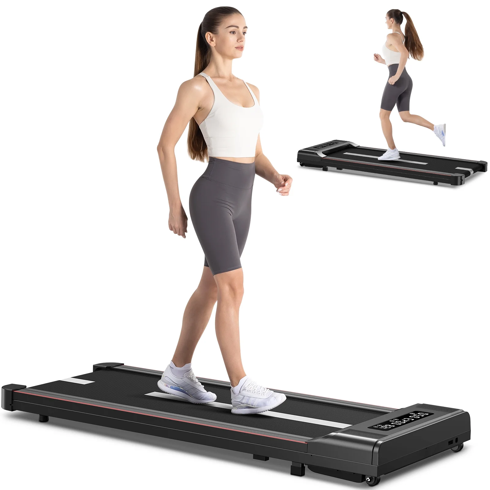 Home Fitness Code Foldable Treadmill with Bluetooth Speaker, 2.5HP Under Desk Treadmills for Home