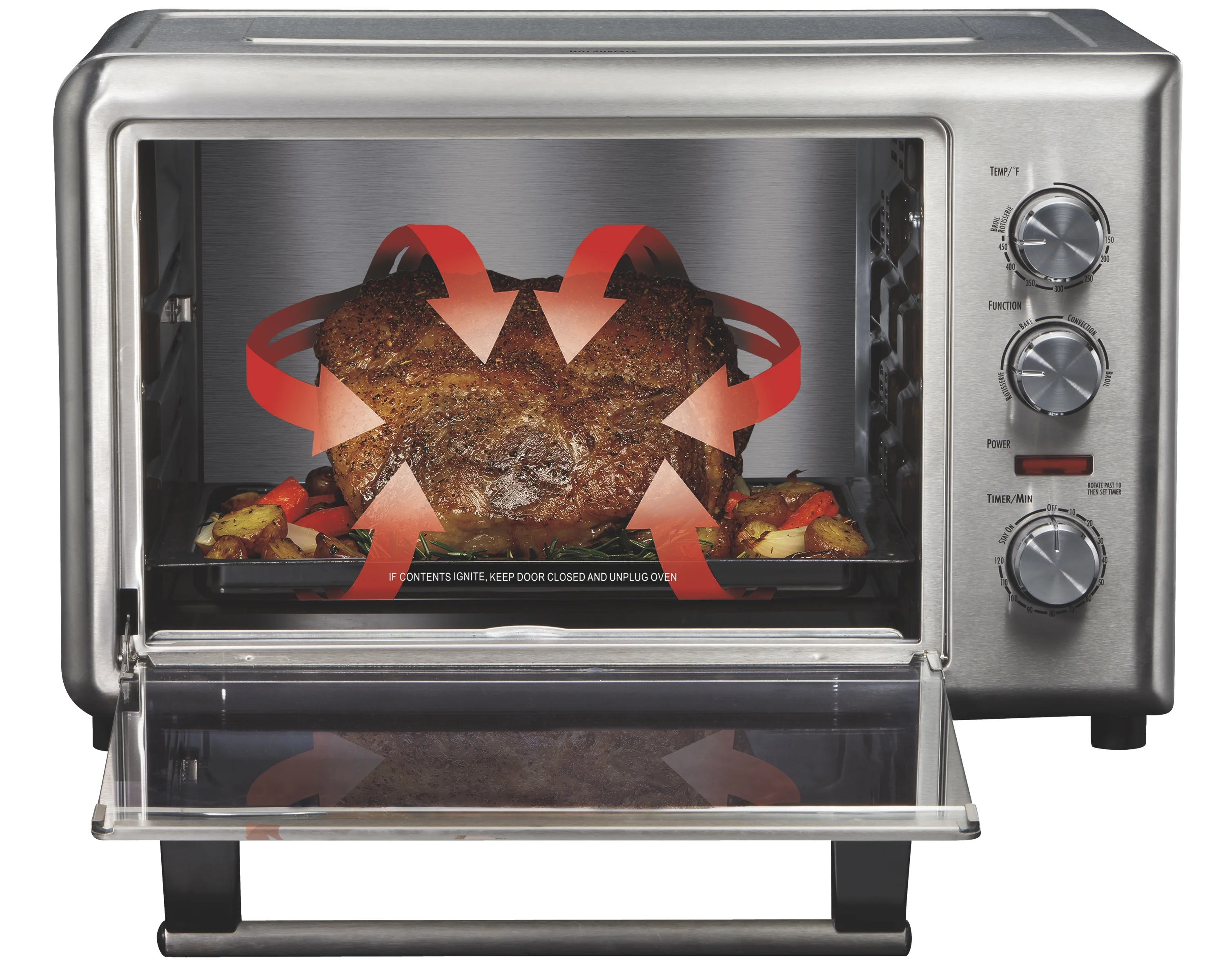 Hamilton Beach Countertop Oven with Convection and Rotisserie, Baking, Broil, Extra Large Capacity, Stainless Steel, 31103