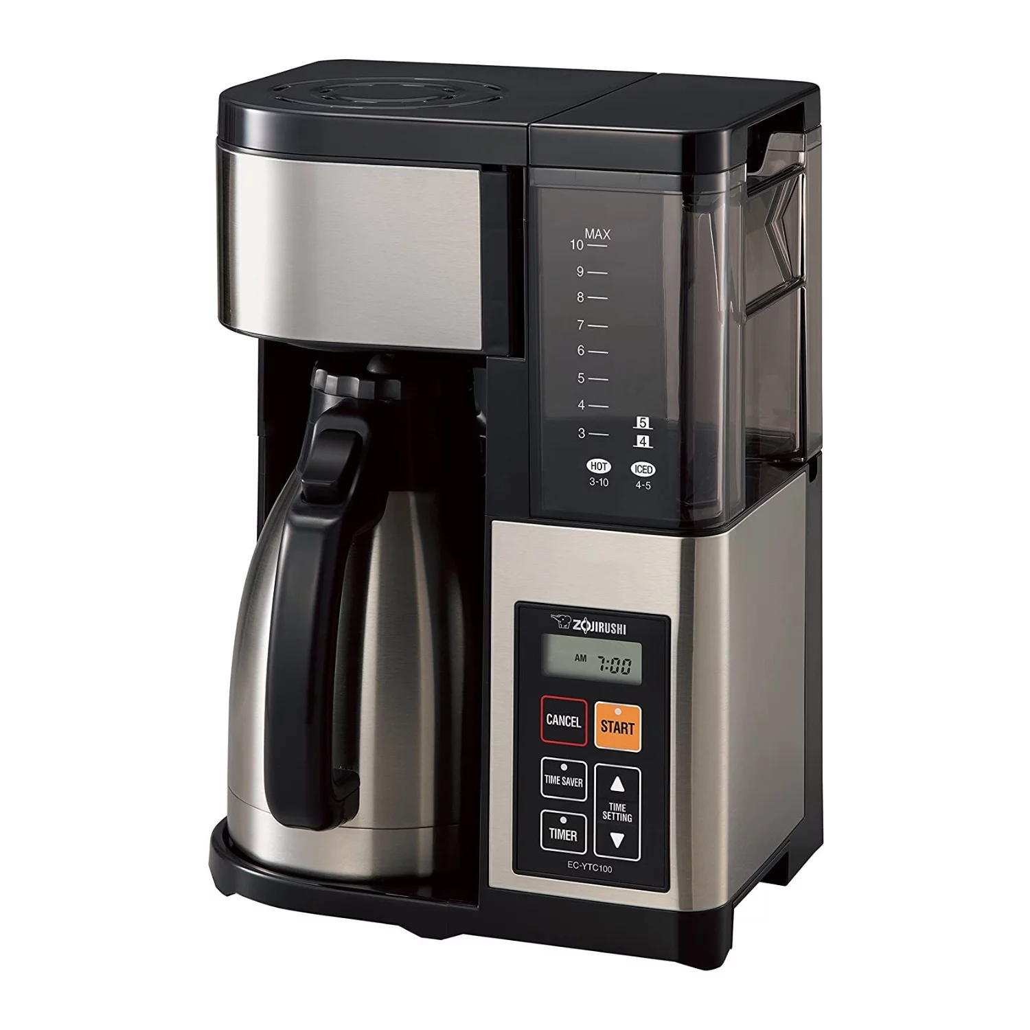 Zojirushi EC-YTC100XB 10-Cup Coffee Maker (Stainless Steel, Black) with 12-Ounce Tumbler