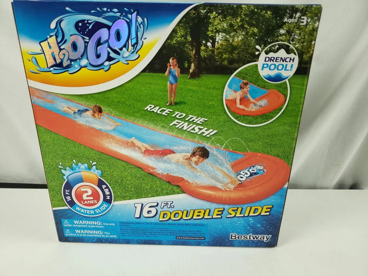 H20GO! Double Lane 16ft Water Slide Inflatable Slip and Sprinkle Slide by Bestway (New)