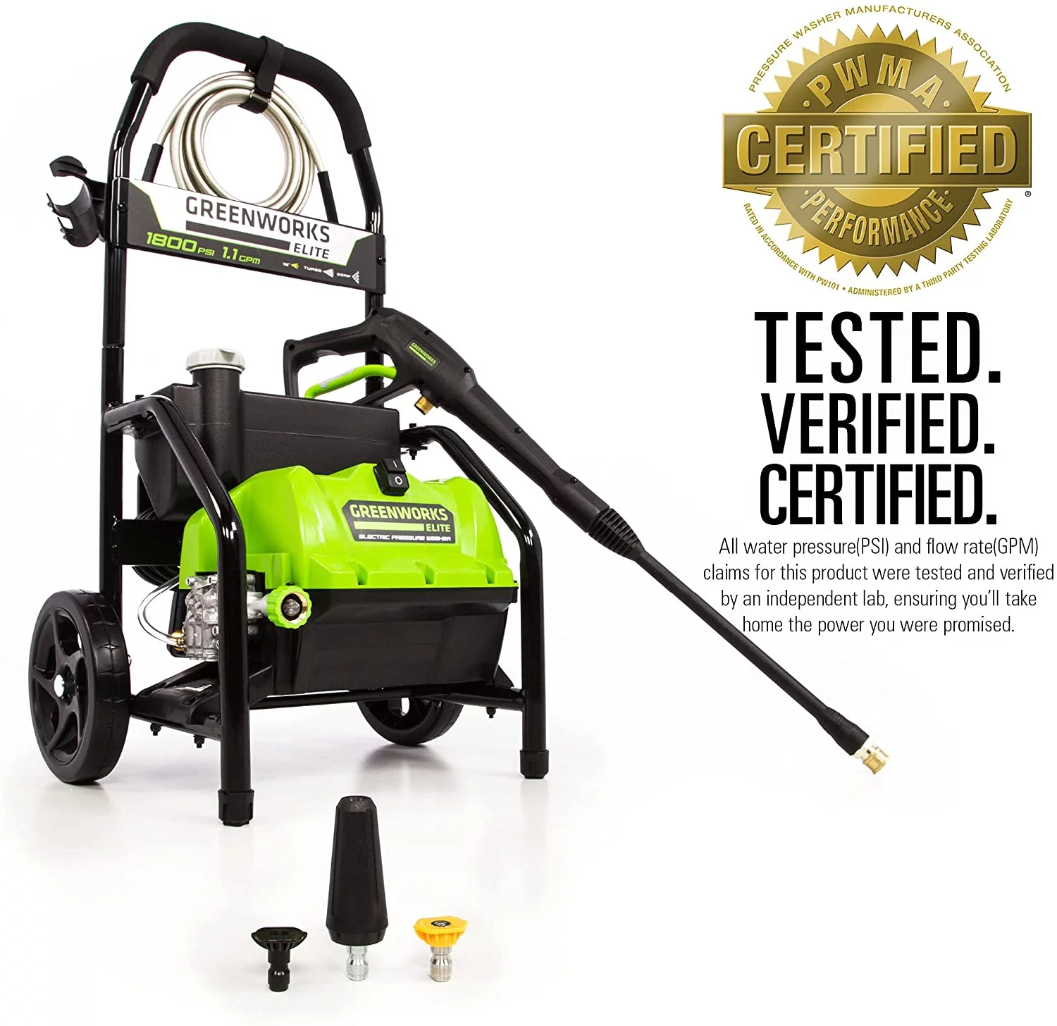 Greenworks 1800-PSI 13 Amp 1.1-GPM Electric Pressure Washer, 5106102