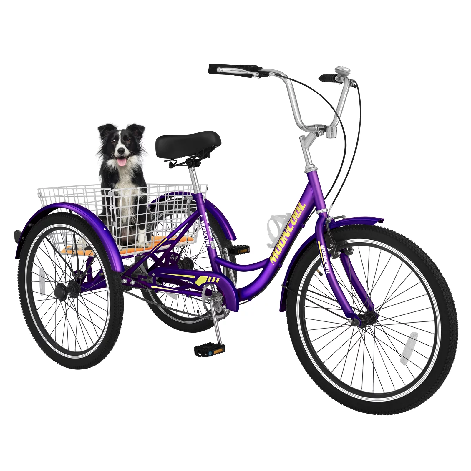 MOPHOTO 24″ Single Speed Tricycle, Low Frame Cruise Tricycle with large basket, for seniors, men, women, kids exercise, Bicycle