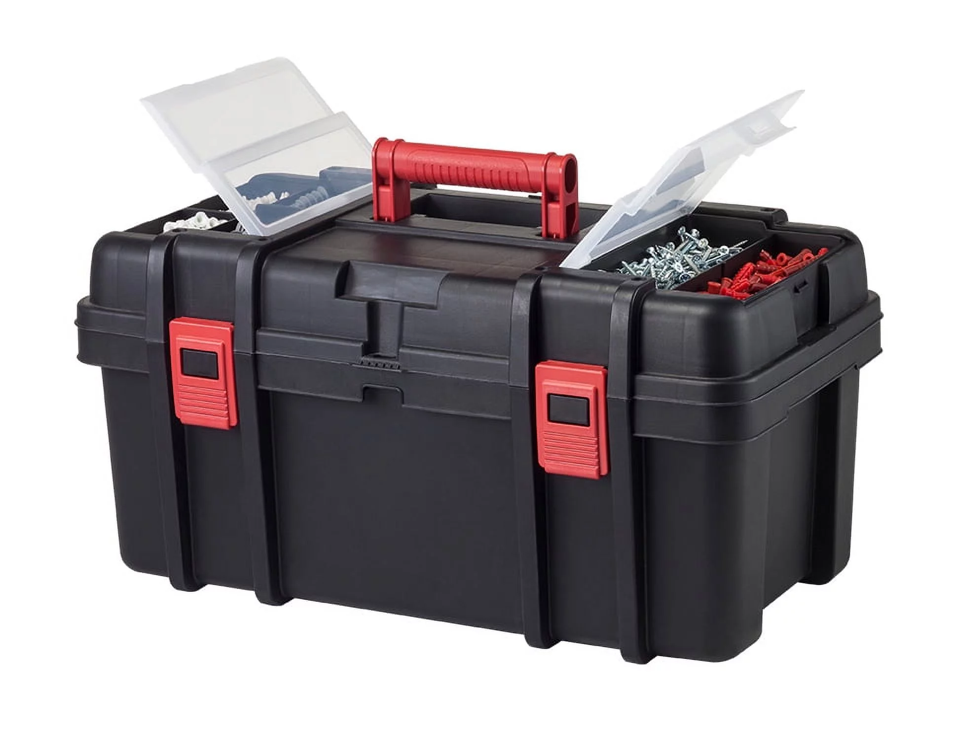 Hyper Tough 22-inch Toolbox, Plastic Tool and Hardware Storage, Black