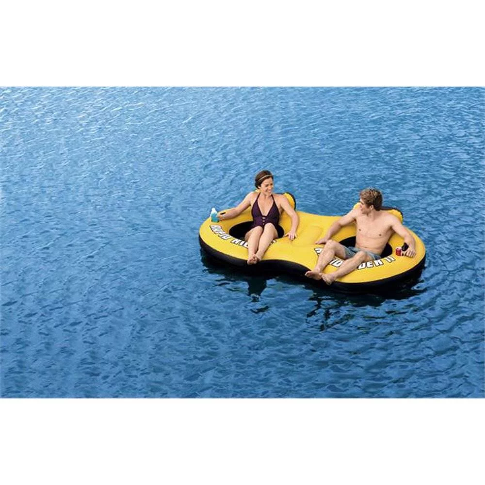 Bestway Rapid Rider 95″ Inflatable 2 Person River Raft & Cup Holders (3 Pack)