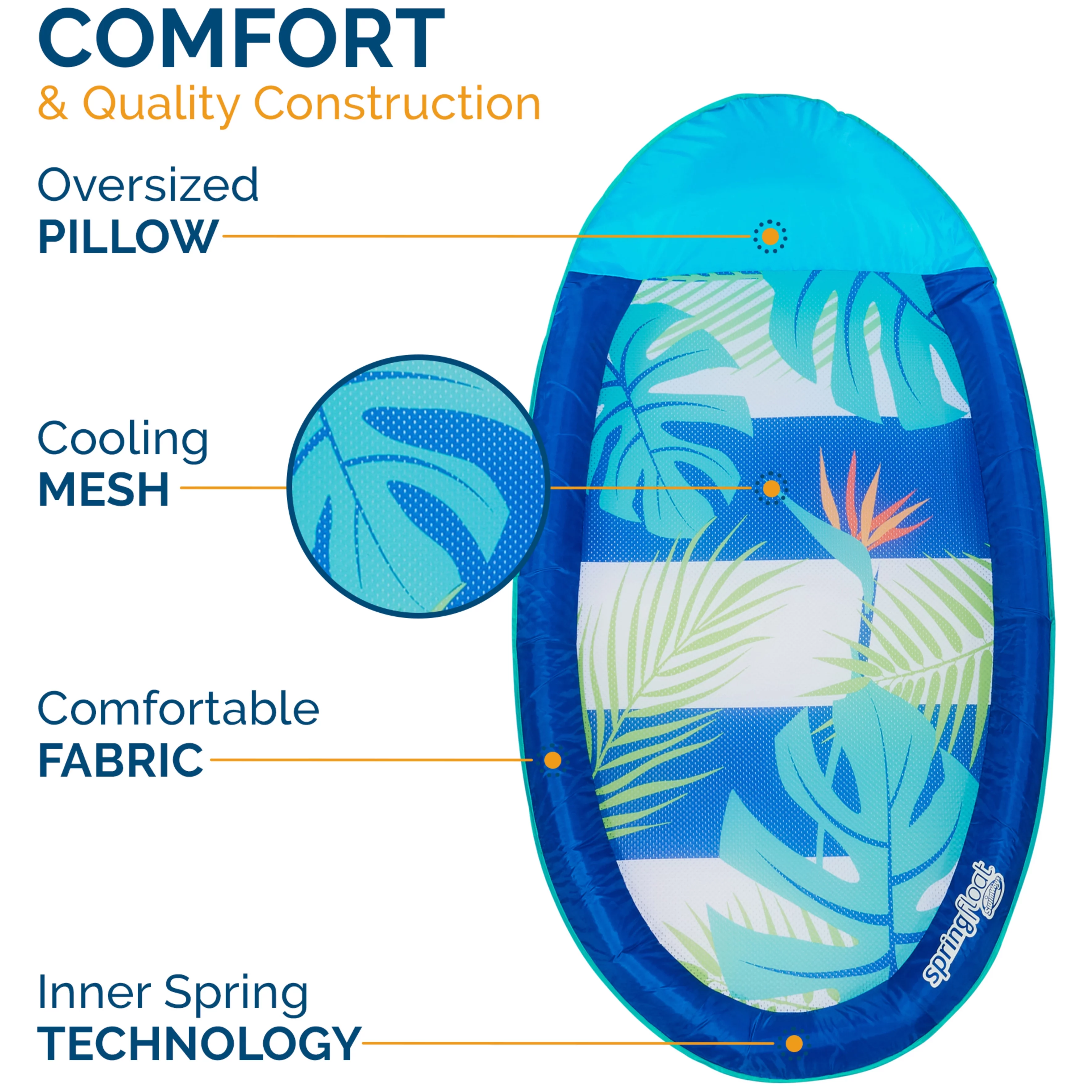 SwimWays Spring Float Inflatable Pool Lounger with Hyper-Flate Valve