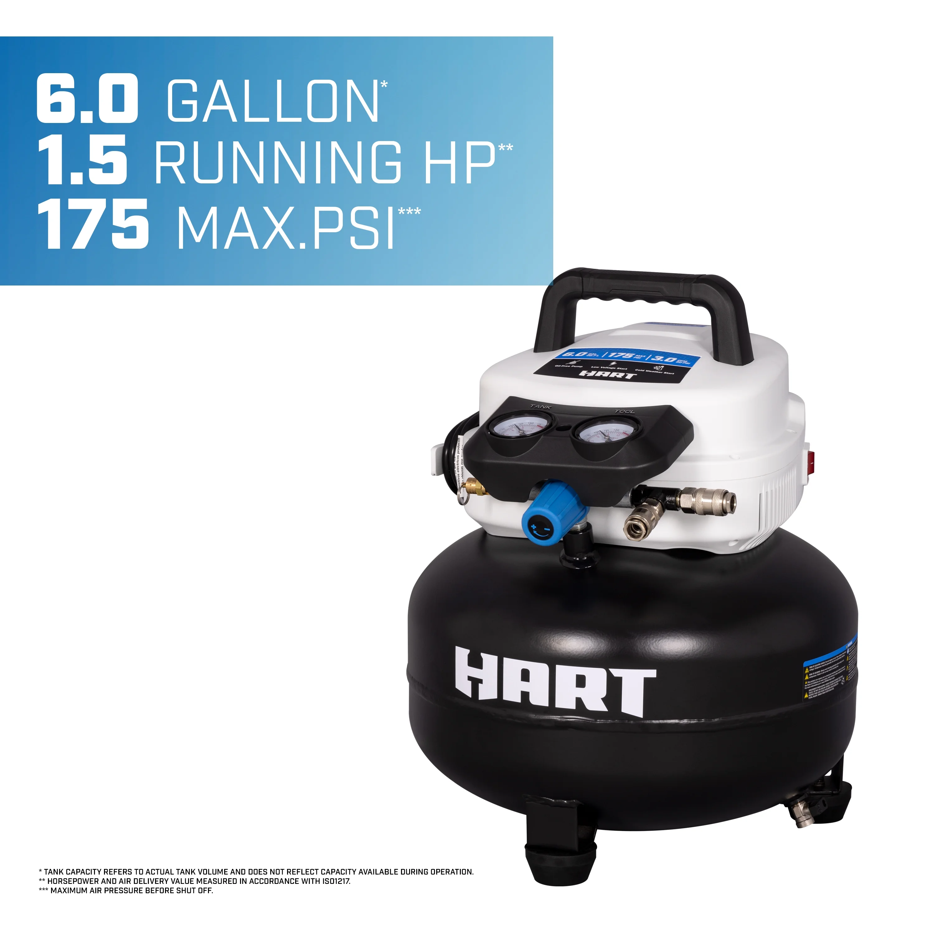 Hart 6 Gallon 1.5 HP Pancake Air Compressor