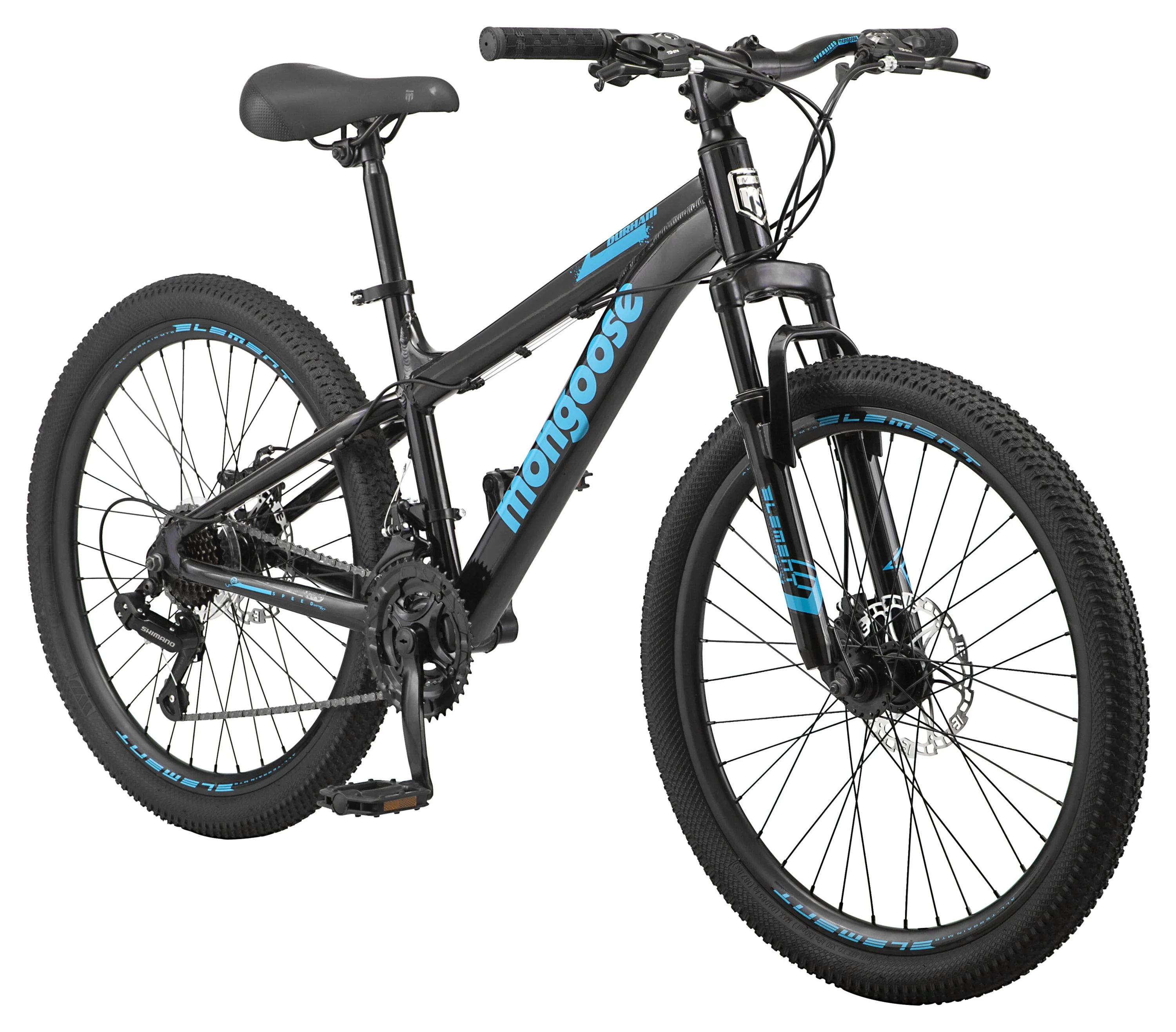 Mongoose 24-in. Durham Unisex Mountain Bike, Black, 21 Speeds