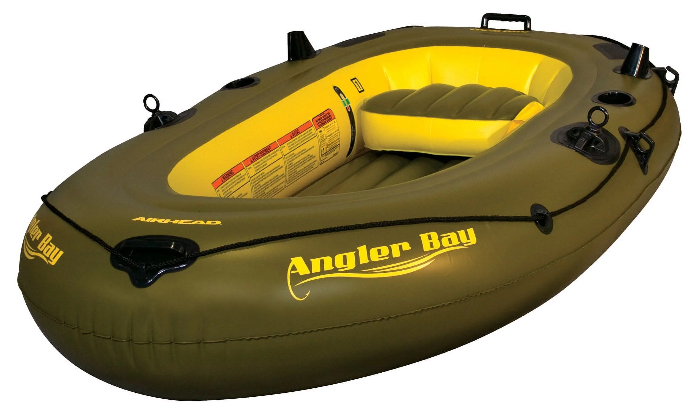 Airhead Angler Bay 6 Person Inflatable Fishing Boat Raft Float, Green