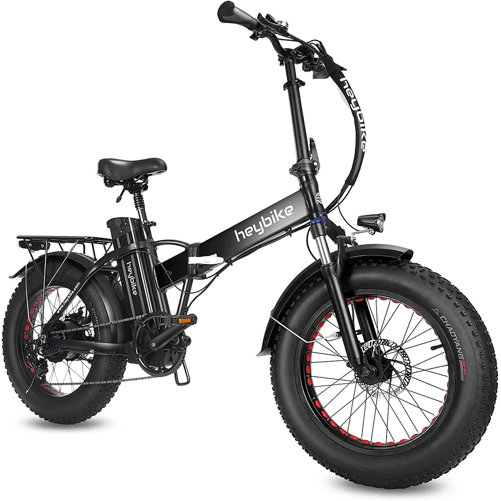 Heybike Mars Electric Bike for Adults with 500W Motor, 600WH Removable Battery, Foldable 20″ x 4.0 Fat Tire Electric Bicycle, Full Suspension and Shimano 7 Speed Ebike