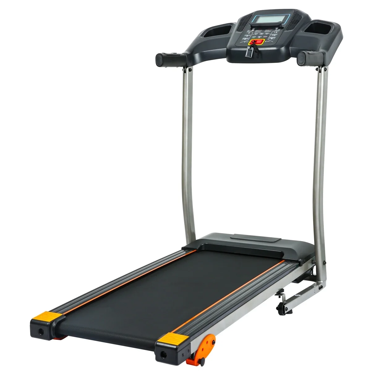 Folding Treadmill with 4 Incline Levels and 12 Preset or Adjustable Programs, 2.5HP 12KM/H Foldable Treadmill with LCD