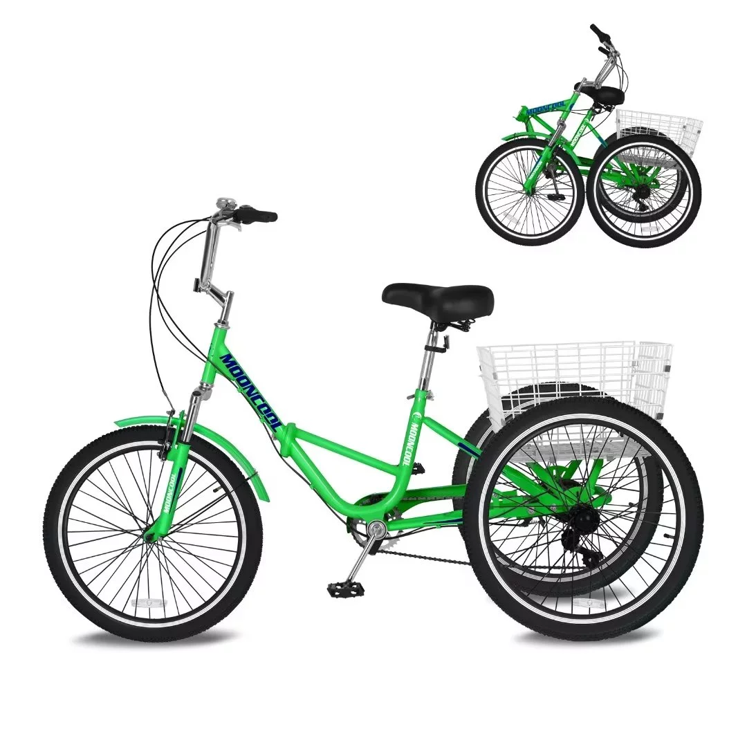 Docred Folding Tricycle for Adults, 20/24/26 Inch 7-Speed Trike, 3 Wheels Foldable Bicycle for Adults