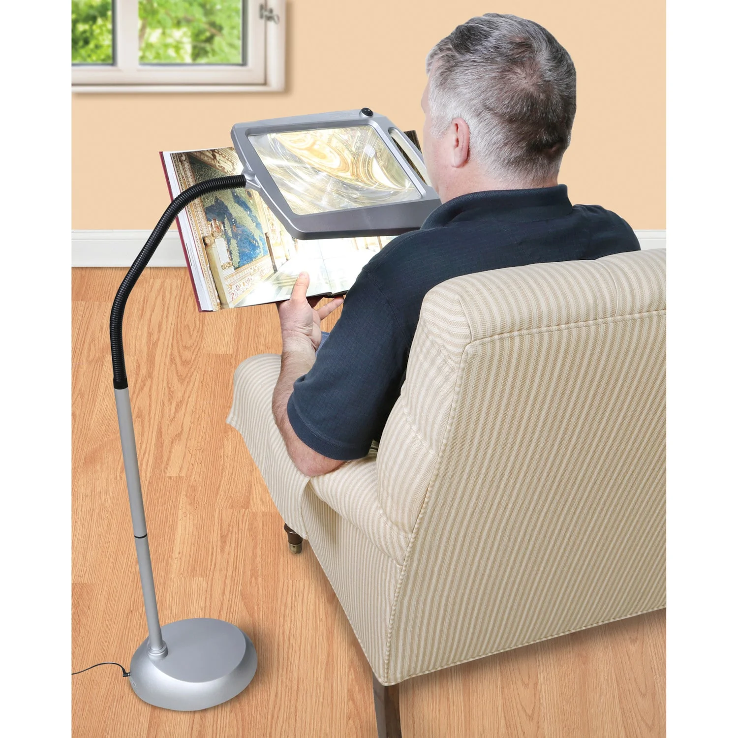 Daylight 24 402039-BRNZ Full Page 8 x 10 Inch LED Illuminated Floor, Bronze Magnifier Lamp