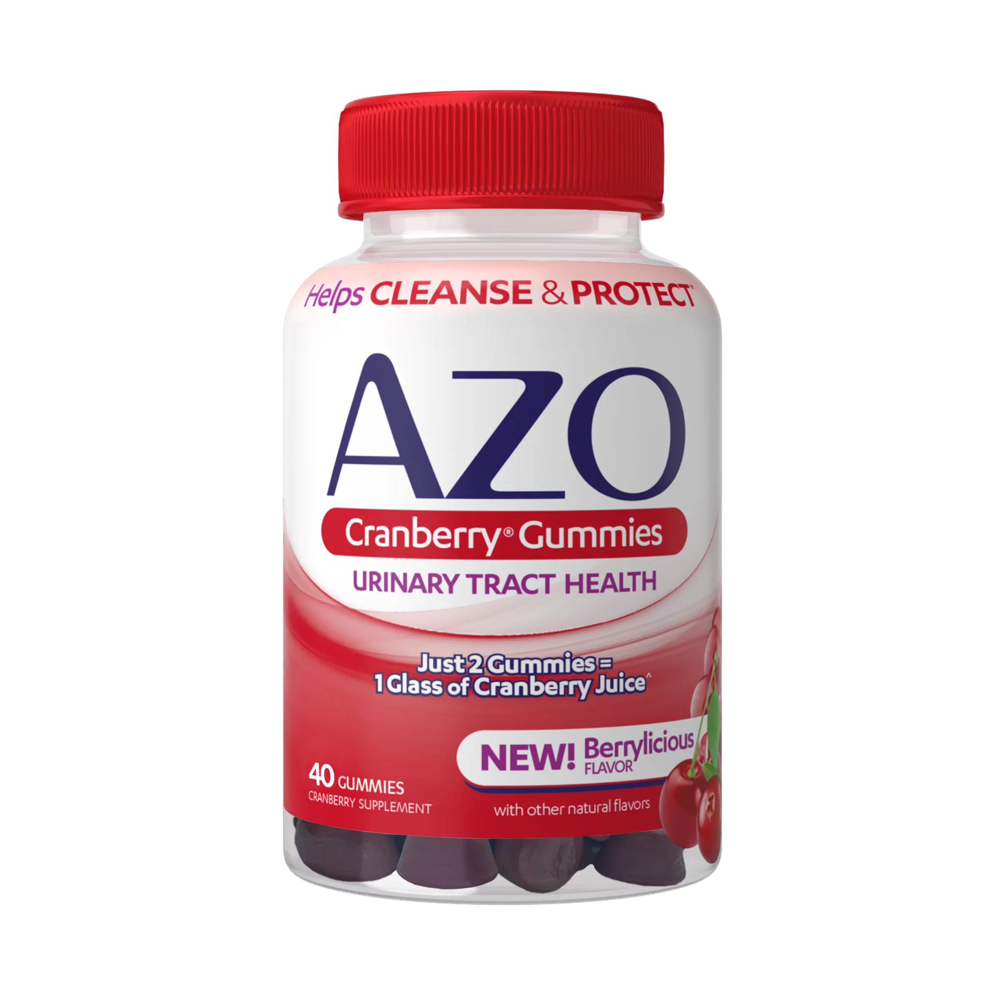 AZO Cranberry Urinary Tract Health Gummies Dietary Supplement, Mixed Berry, 40 Gummies