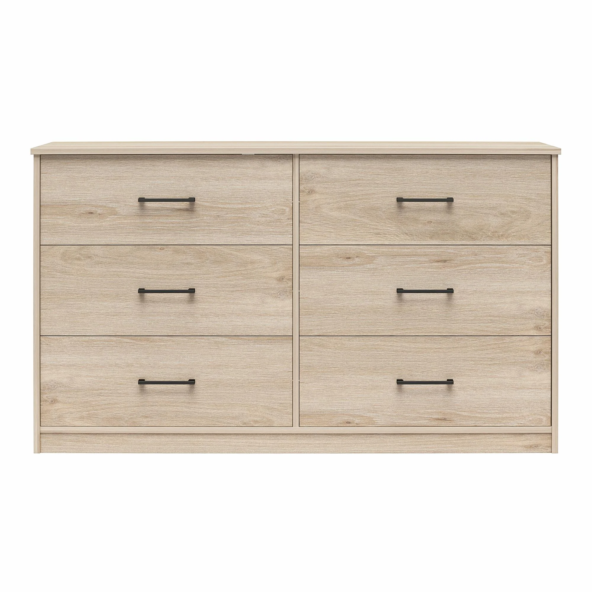 Ameriwood Home BrEZ Build Pearce Wide 6 Drawer Dresser, Black Oak